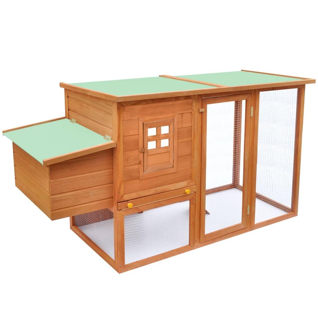vidaXL Outdoor Chicken Coop with Egg Nesting Box - Durable Pine Wood Poultry House, Waterproof Roof & Easy-Access Ramp | Secure Slide-Bolt Latch for Hens & Chicks | Perfect for Backyard Farming & Homesteading (Brown)