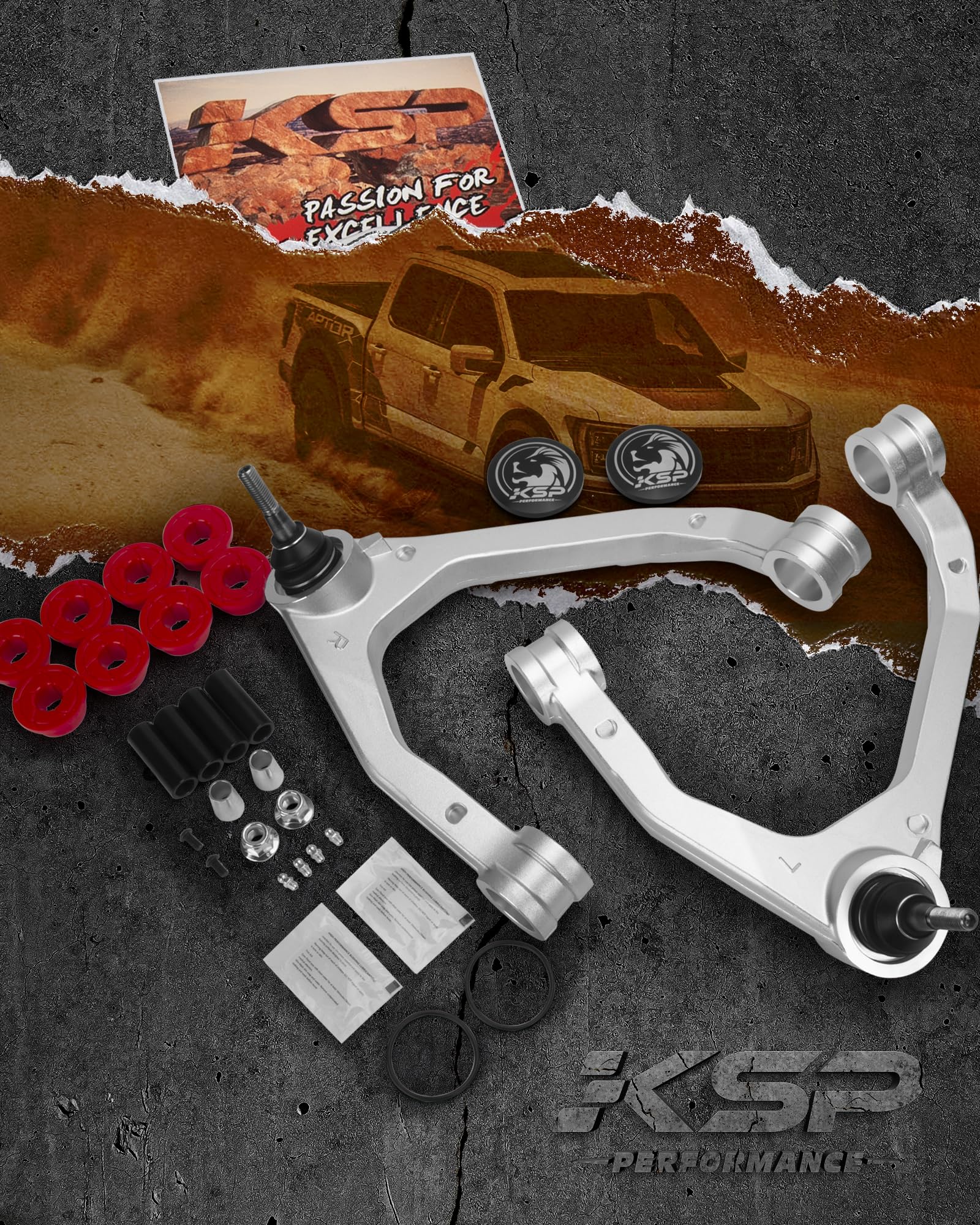 KSP Forged Upper Control Arm for Chevy Silverado & GMC Sierra 1500 (2007-2018) - 2pc Adjustable Front Aluminum Control Arms (2-4