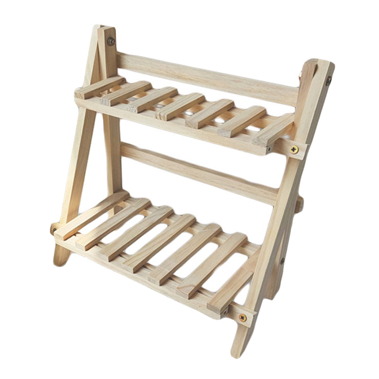 2-Tier Wood Storage Rack - Plant Stand, Spice Holder & Book Shelf Organizer for Living Room, Kitchen Countertop & Balcony Decor - Natural Wood Home Accessories (Perfect for Small Space Organization & Stylish Display)