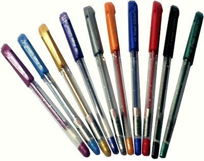 Flair Xtra Sparkle Glitter Gel Pen Set - 10 Vibrant Colors, Pack of 6 (60 Pens Total) - Perfect for Scrapbooking, Card Making & DIY Crafts