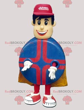 SPOTSOUND Superhero Red Broccoli Mascot with Round Body - Perfect for Cosplay, Comic Con & Themed Parties
