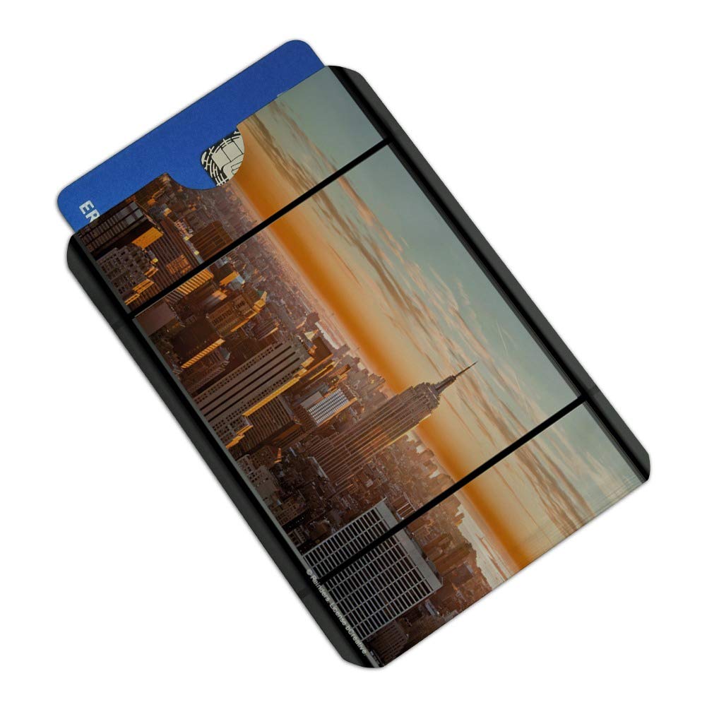 New York Skyline Sunset View RFID Blocking Credit Card Holder Set of 4 - Stylish Wallet Protector for Travel, Shopping & Daily Use