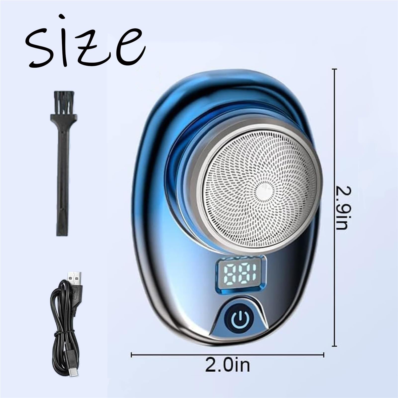 Pyrinov Electric Razor for Men - USB Rechargeable Waterproof Shaver, Portable Mini Travel Shaver with Multifunction (Silver+Blue) - Perfect for Home, Office & Travel Grooming