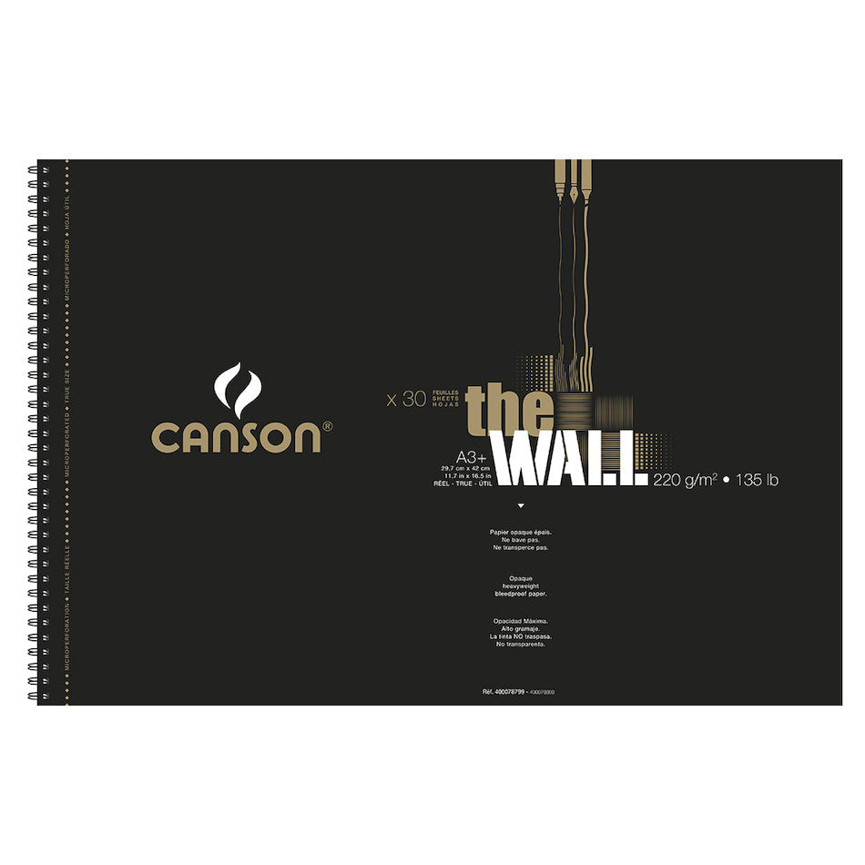 Canson The Wall Spiral Pad A3 - Premium Sketchbook for Artists, 50 Sheets, 90 lb Paper - Ideal for Drawing, Painting & Mixed Media Art Projects