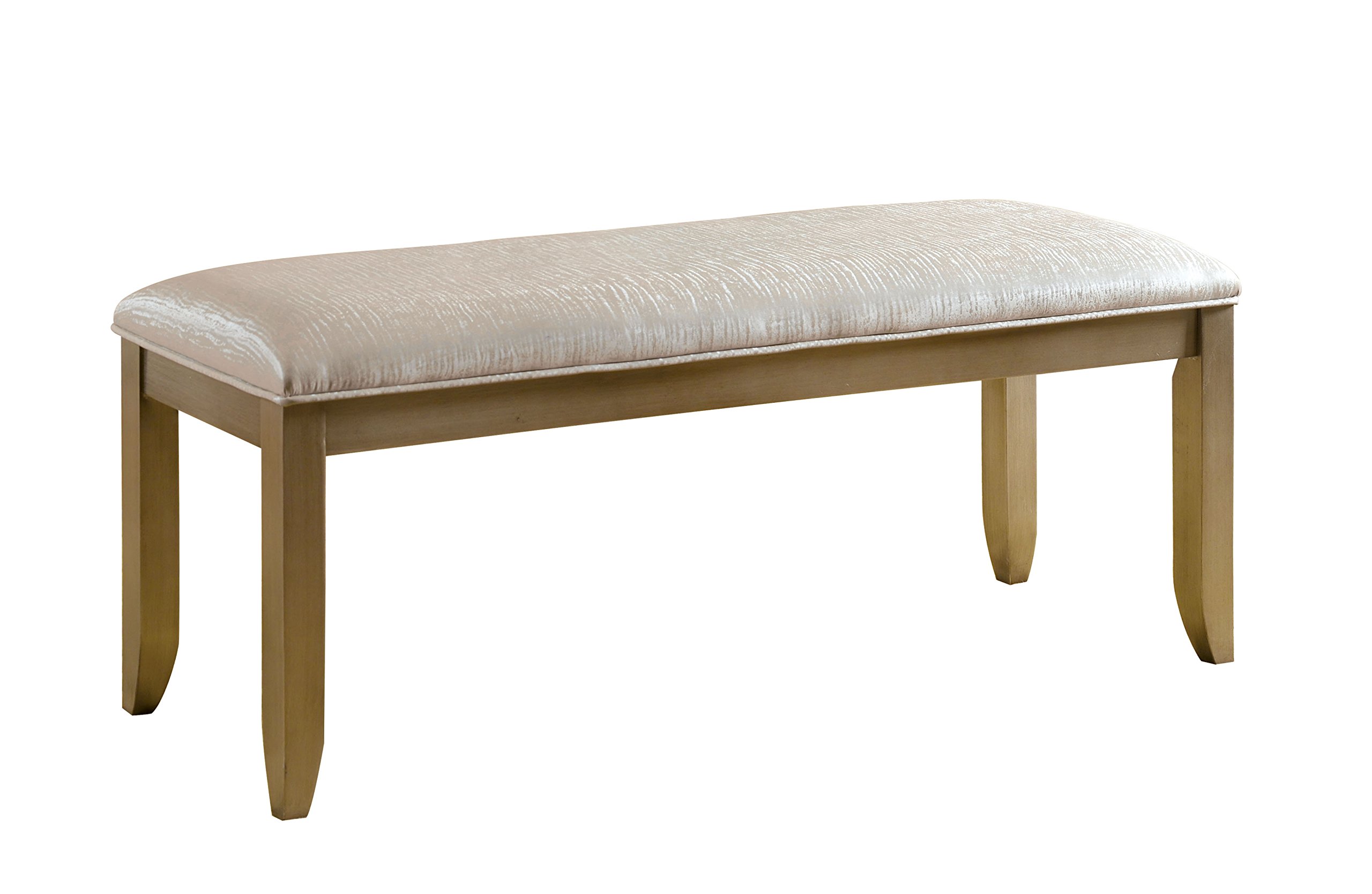 Furniture of America Antonette Accent Bench - Silver Velvet Upholstered Seat, Stylish Entryway Bench for Hallway, Living Room & Bedroom Decor