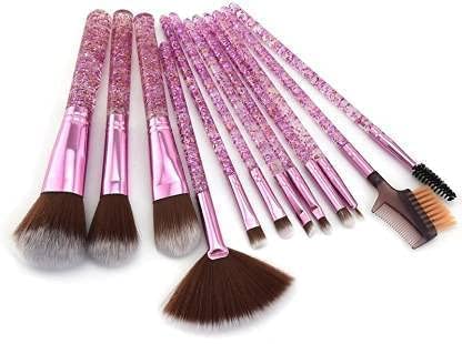 Premium 12-Piece VNZ Makeup Brush Set with Transparent Handle - Foundation, Powder & Blending Brushes (Shiny Purple) - Perfect for Professional Makeup Artists & Beauty Enthusiasts