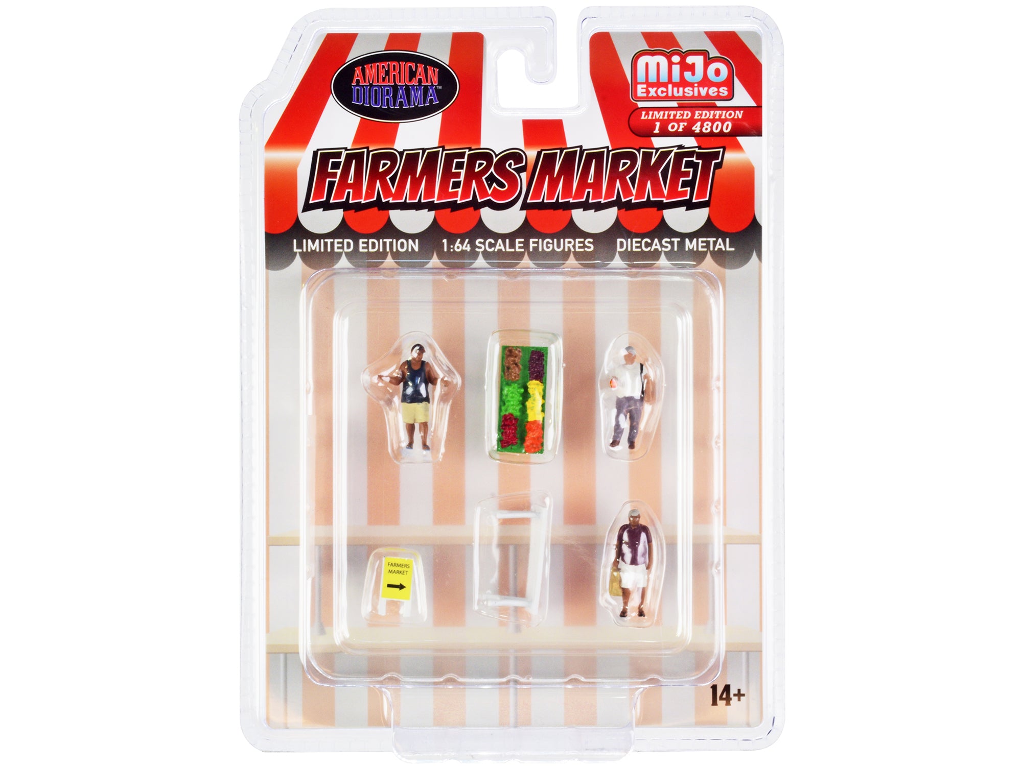 American Diorama 1/64 Scale Farmers Market Diecast Set - Limited Edition 4800 Pieces Worldwide (3 Figures & 3 Accessories) - Perfect for Collectors, Diorama Displays & Model Train Scenes