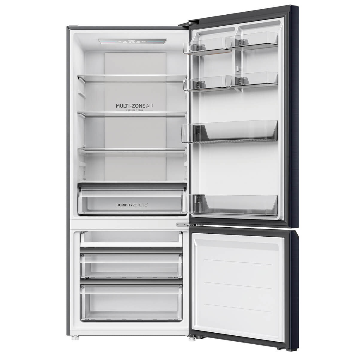 Haier 433L Bottom Mount Refrigerator - Energy Efficient Black Fridge with Adjustable Shelves for Kitchen, Home & Office Use