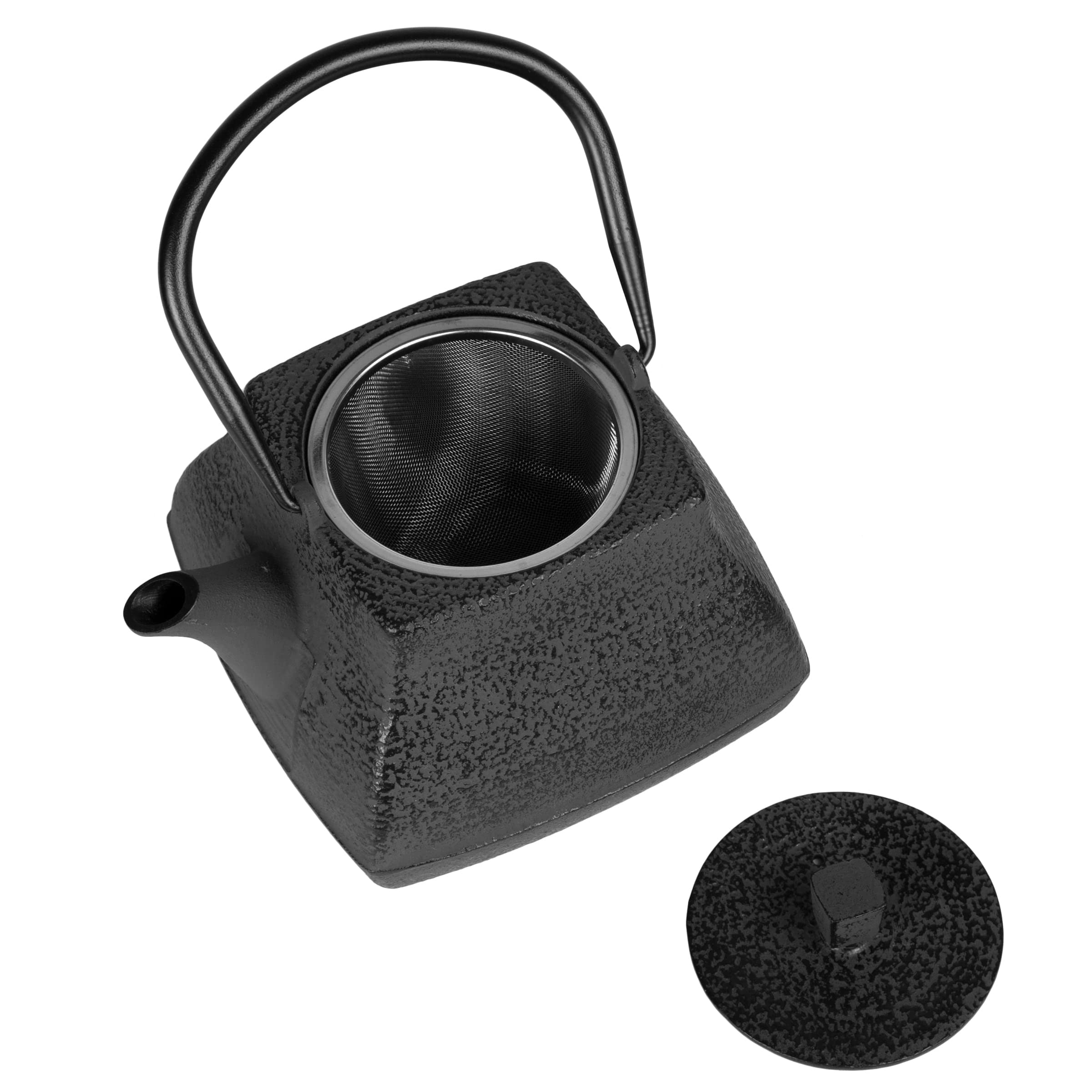 47 oz Black Cast Iron Tea Pot for Japanese Tea Ceremony - Creative Home Traditional Teapot for Loose Leaf Tea, Hot Water & Home Decor