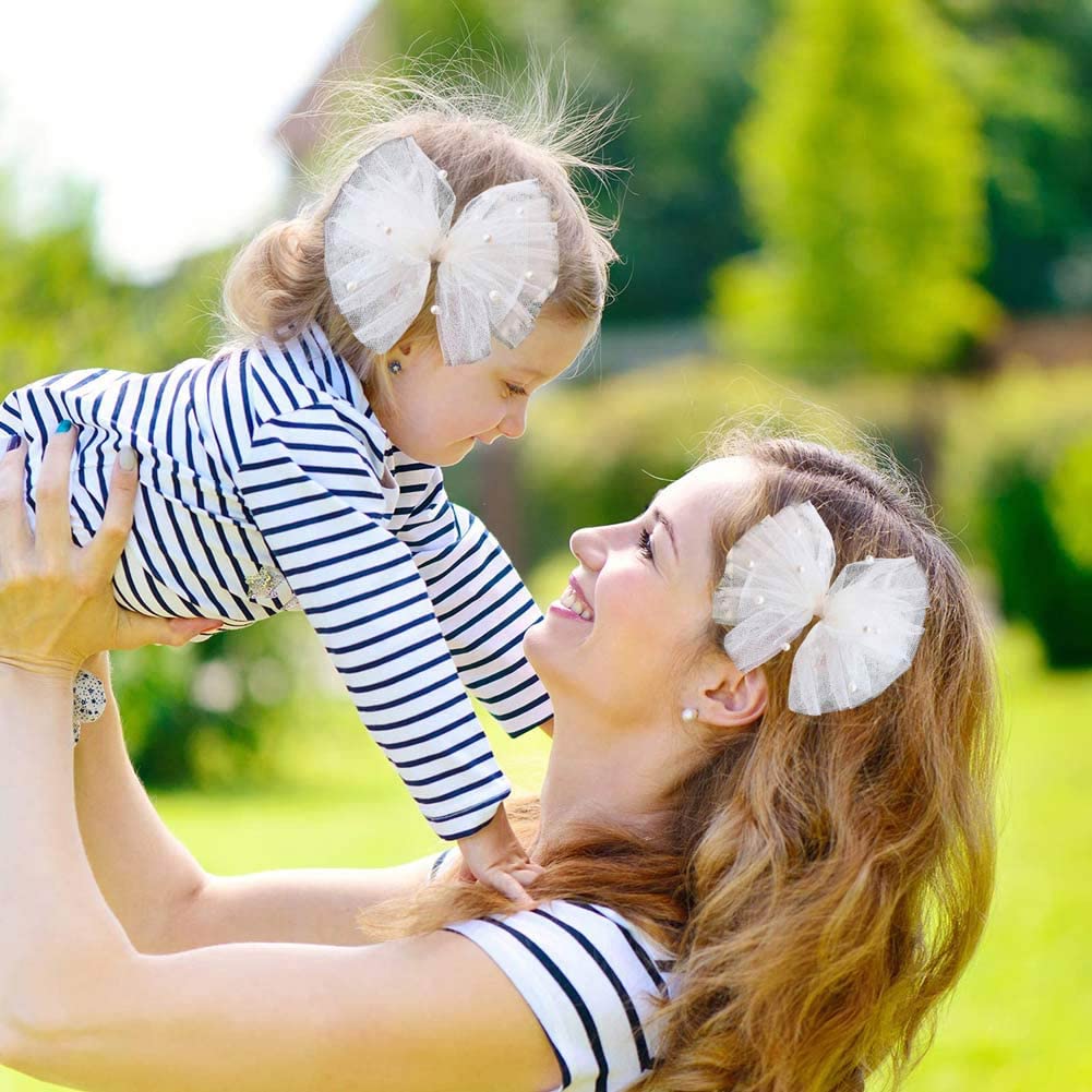 2PCS Ivory Pearl Hair Bows for Toddler Girls - Sweet First Communion Hair Clips, Wedding Party Accessories, Daily Wear Hair Accessories for Baby Girls - Perfect for Special Occasions & Everyday Style