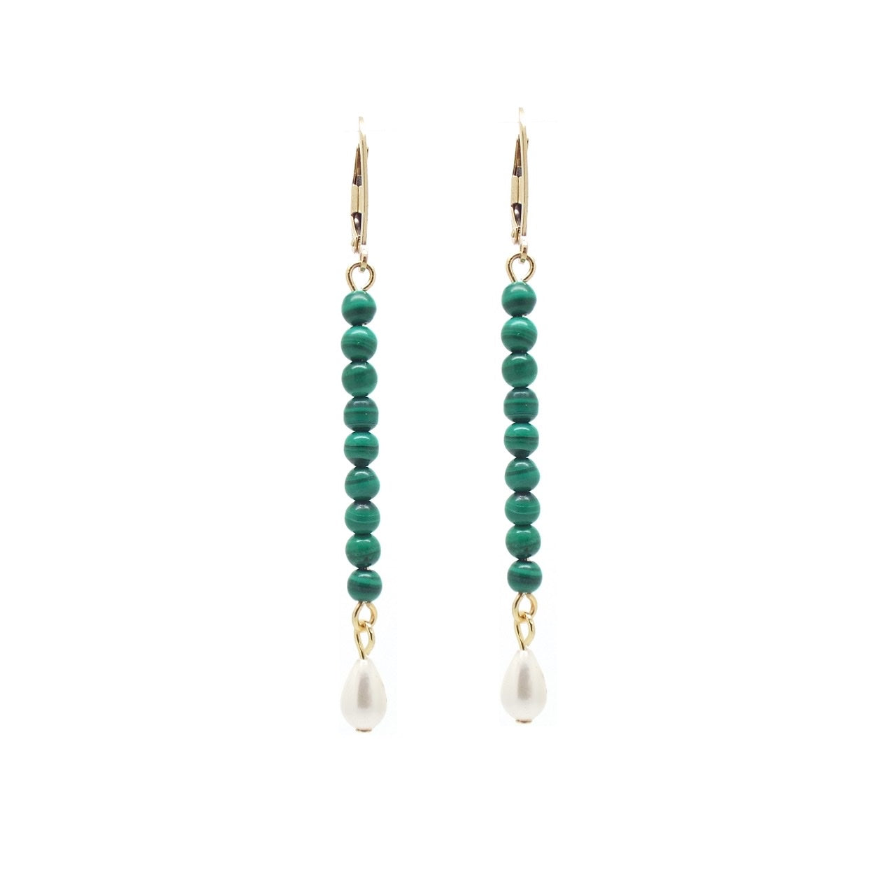 Penelope Malachite and Pearl Ithaca Earrings - Elegant Dangle Earrings for Women, Green Gemstone Pearl Jewelry - Perfect for Parties, Weddings & Special Occasions