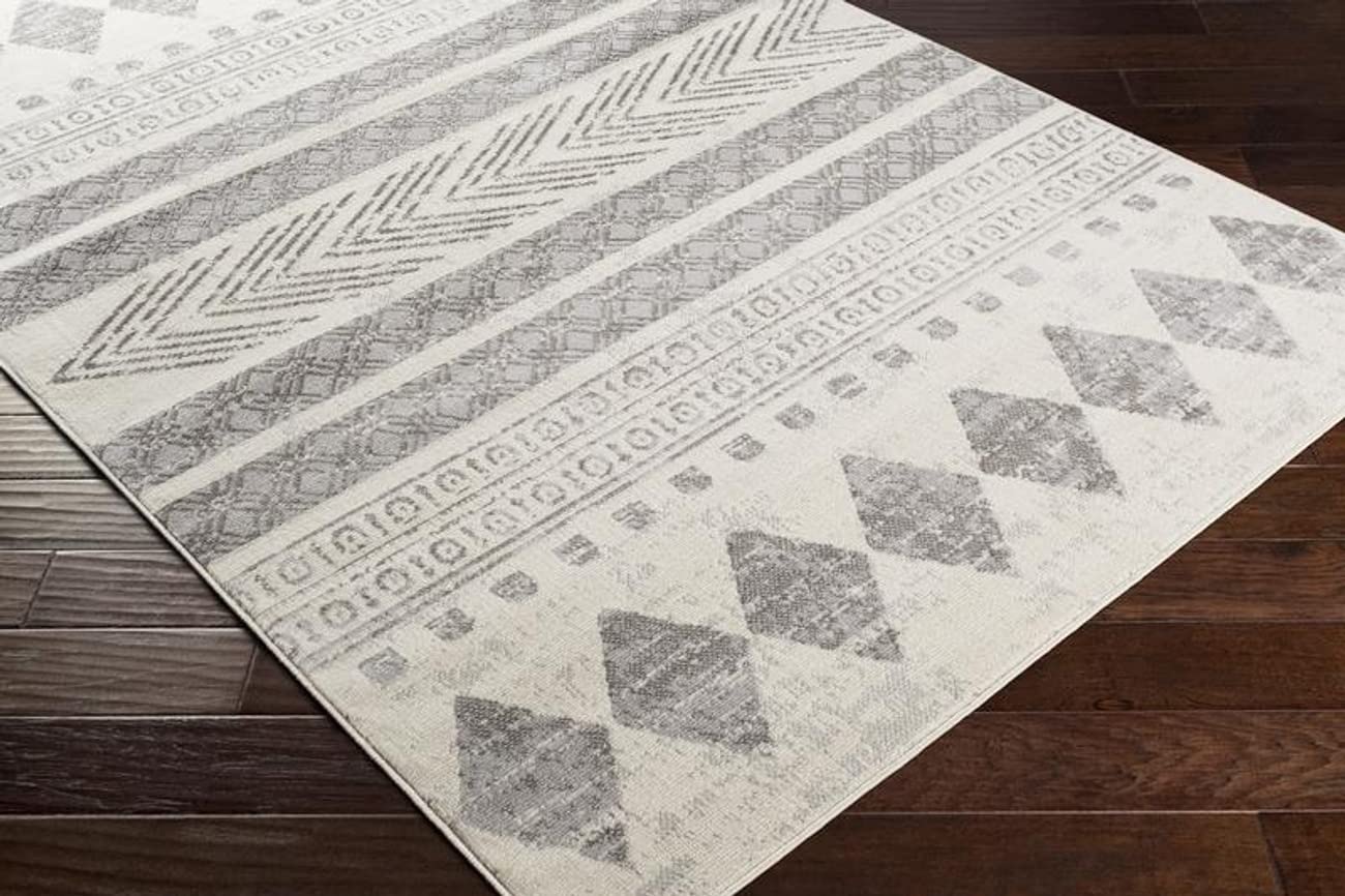 Mark&Day 6x9 Oosseld Global Light Gray Area Rug - Soft Grey Beige White Carpet for Living Room, Bedroom, Kitchen - 6'7