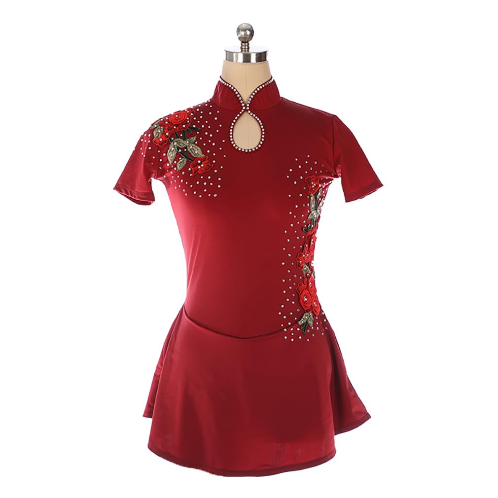 Elegant Women's Cheongsam Style Ice Skating Dress with Gorgeous Embroidery - Figure Skating Costume, Tutu Skirt & Gymnastics Leotard for Performances, Competitions & Dance Shows