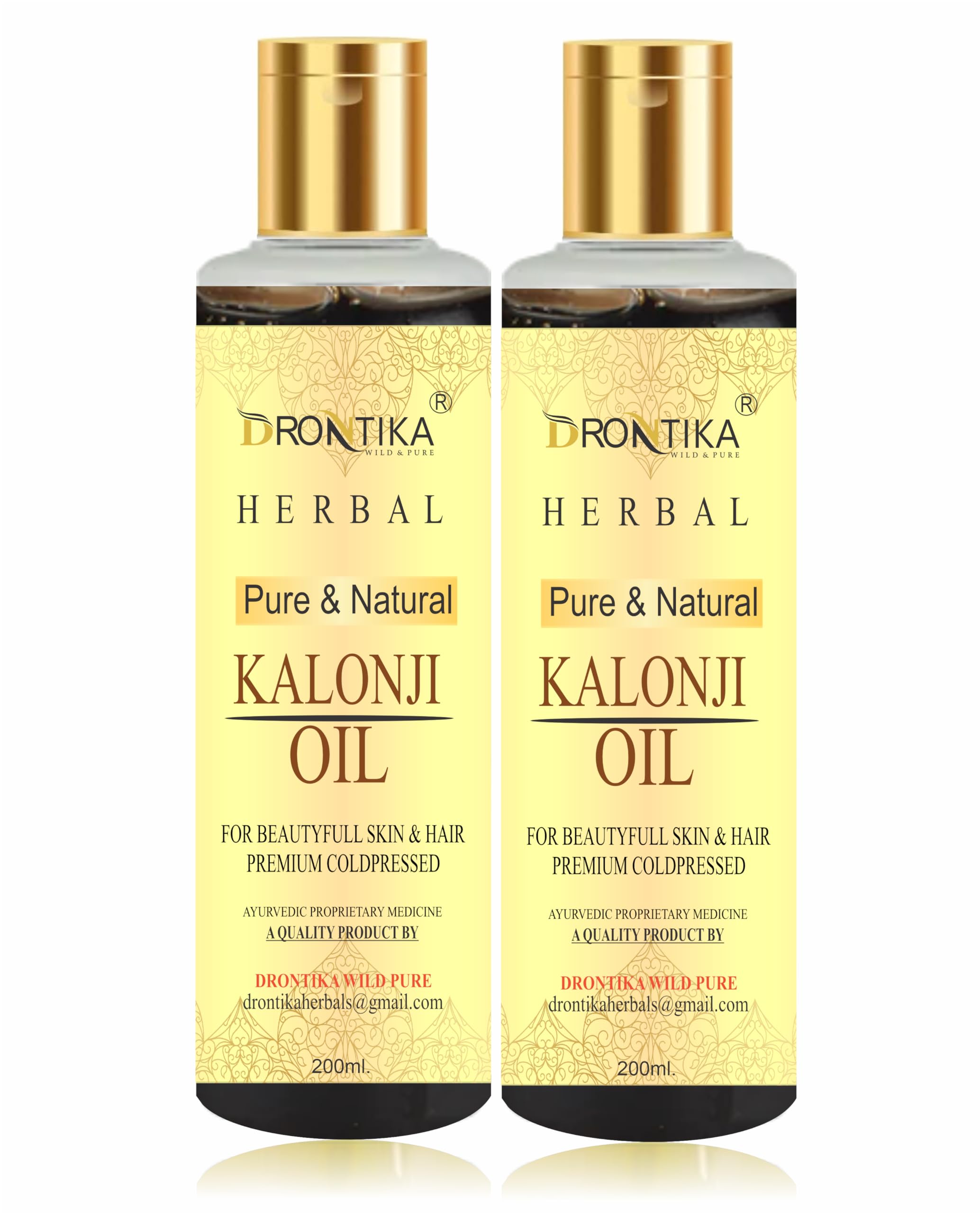 Premium Cold Pressed Virgin Black Seed Oil (Kalonji Oil) - Nigella Sativa - 200ml (Pack of 2) - Natural Herbal Remedy for Skin, Hair & Immune Support - Perfect for Cooking, Massage & Aromatherapy