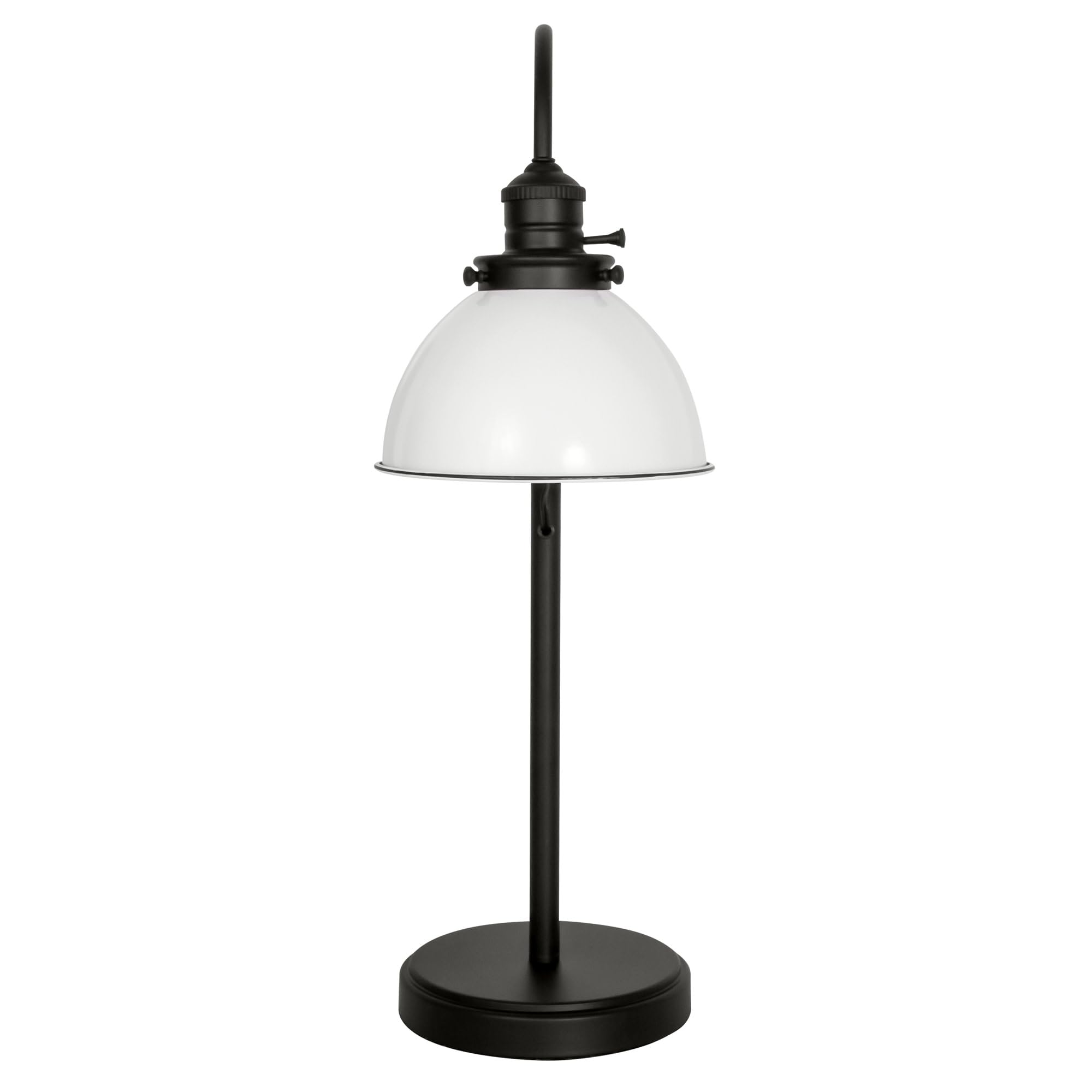 Savannah Farmhouse Adjustable Table Desk Lamp - Matte Black with White Metal Shade & Black Trim | Perfect for Home Office, Study Room & Reading Nook Lighting