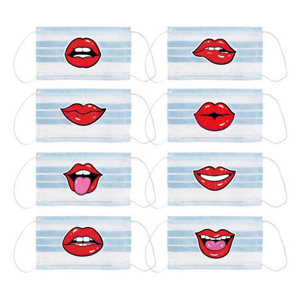 EXCLUZO 80Pcs Smile Face Stickers - Red Lips & Smiley Decals for Men, Women & Kids - Perfect for Service Industry, Parties & Social Events