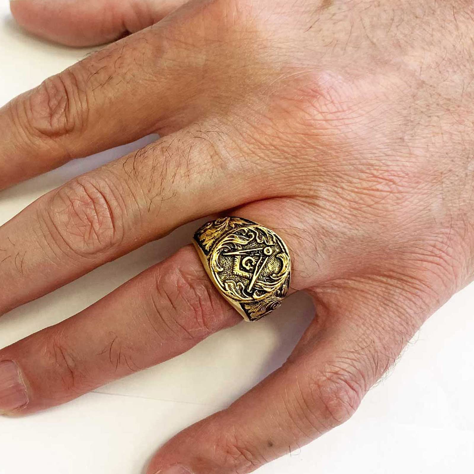 Custom Masonic Ring for Men - Freemasonry Lodge Ring, Personalized Craft Mason Jewelry - Perfect Gift for Freemasons & Brotherhood Members - Ideal for Ceremonies, Rituals & Special Occasions