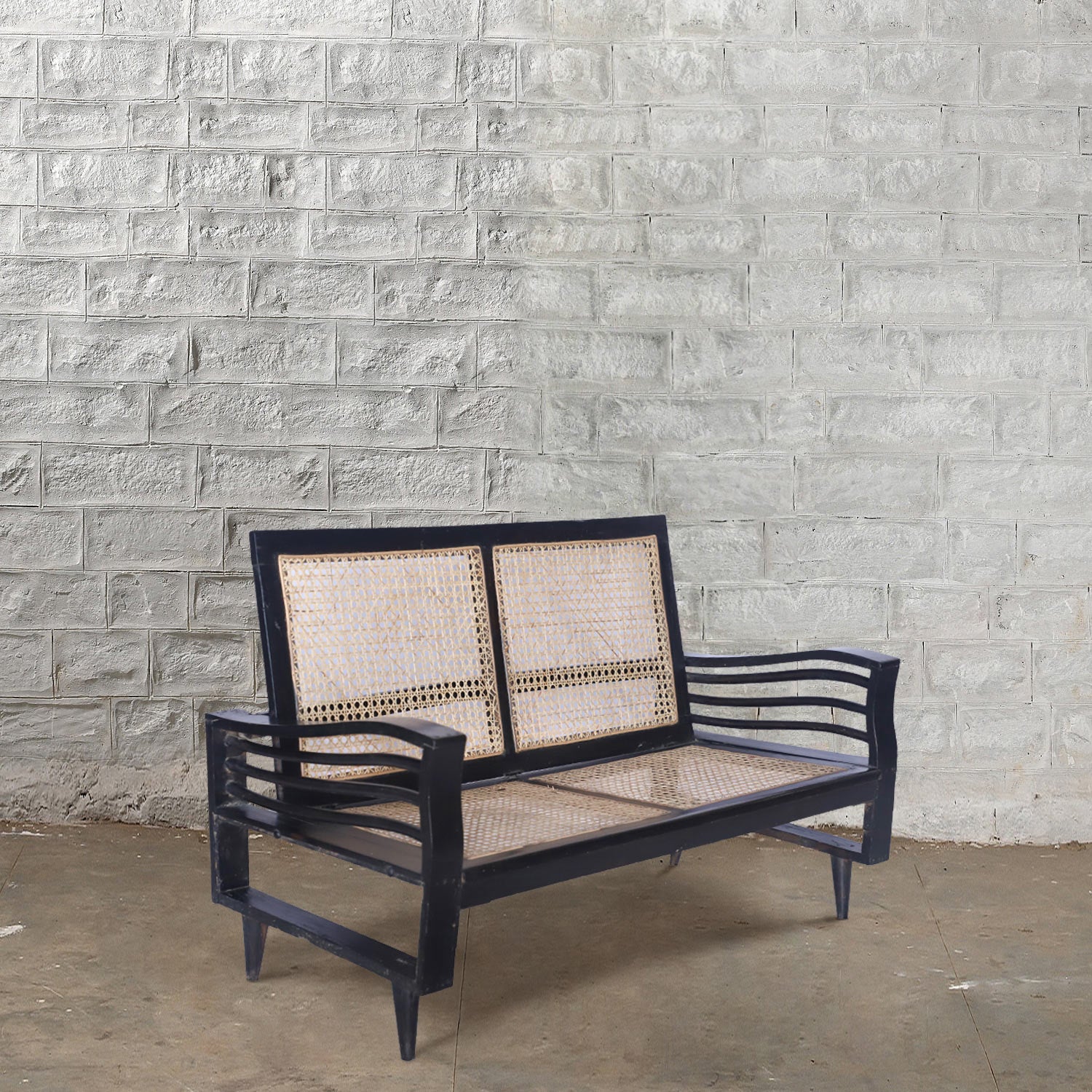Modern Black Loveseat with Wavy Arms - Stylish Small Couch for Living Room, Bedroom or Office - Perfect for Apartments and Cozy Spaces
