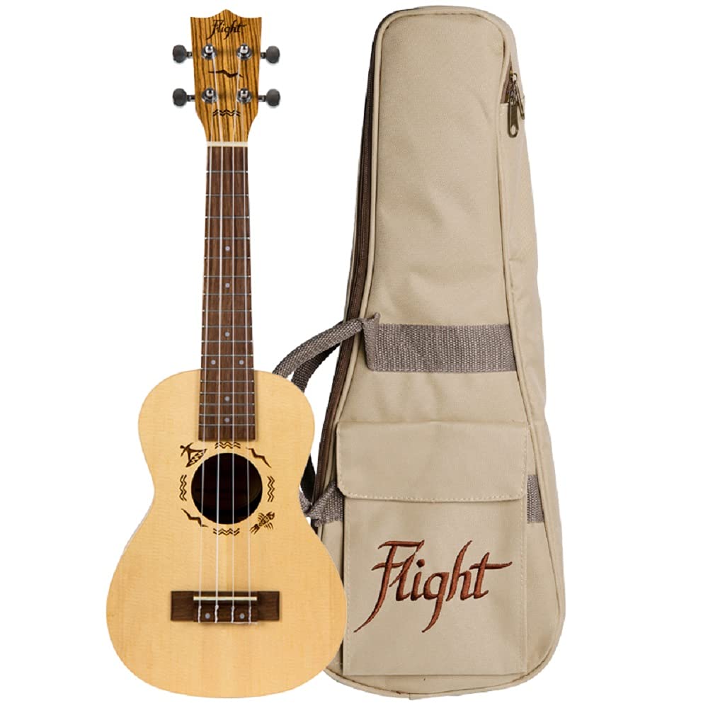 Premium 4-String Flight Ukulele (DUC525SP/ZEB) - Perfect for Beginners, Travel & Beach Music - Acoustic Hawaiian Guitar for Kids & Adults