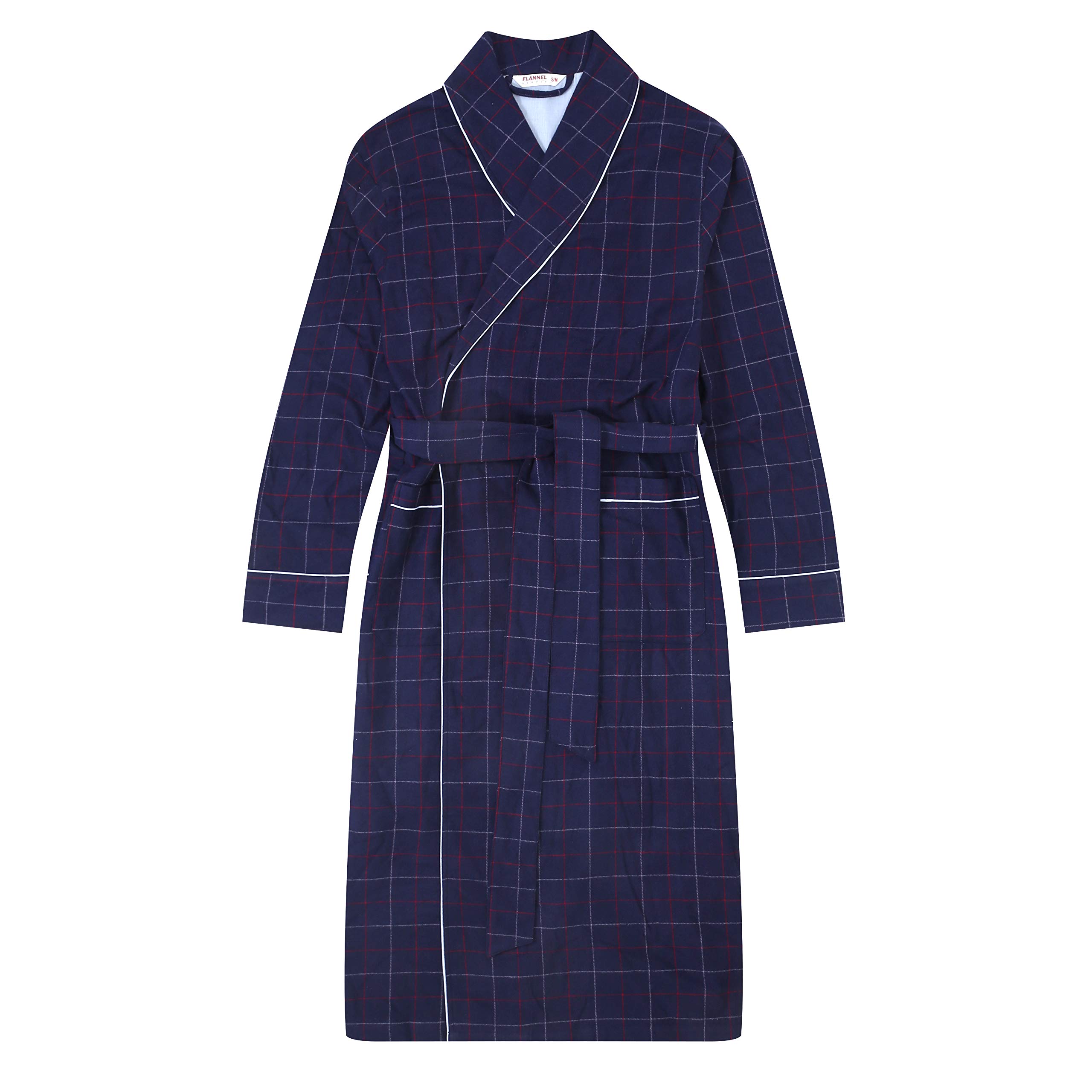 Men's 100% Cotton Flannel Robe - Soft & Cozy Bathrobe for Relaxation at Home, Spa & Lounging