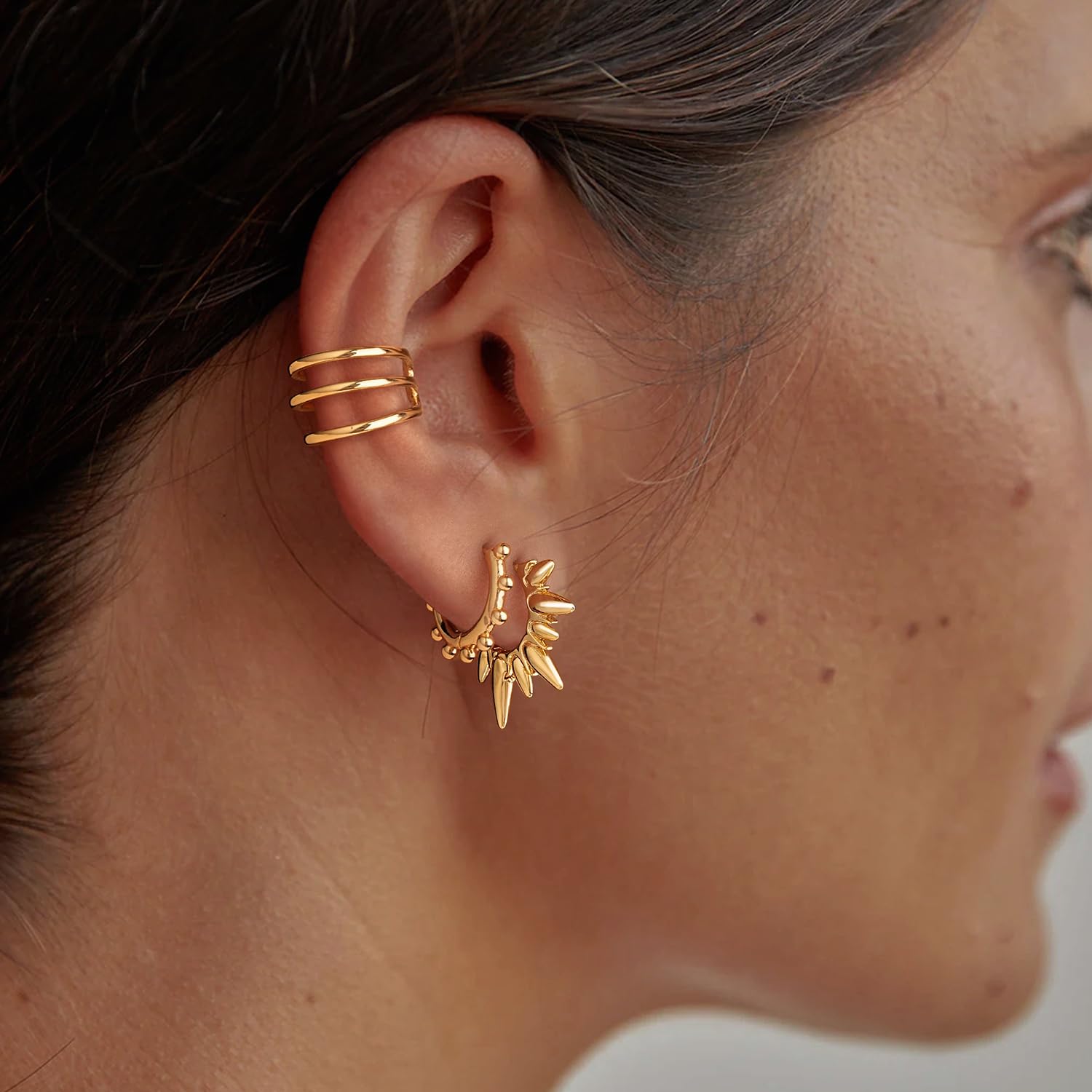 14K Gold Plated Huggie Hoop Earrings for Women - Small Simple Hypoallergenic Everyday Jewelry - Perfect for Work, Date Night & Casual Outfits
