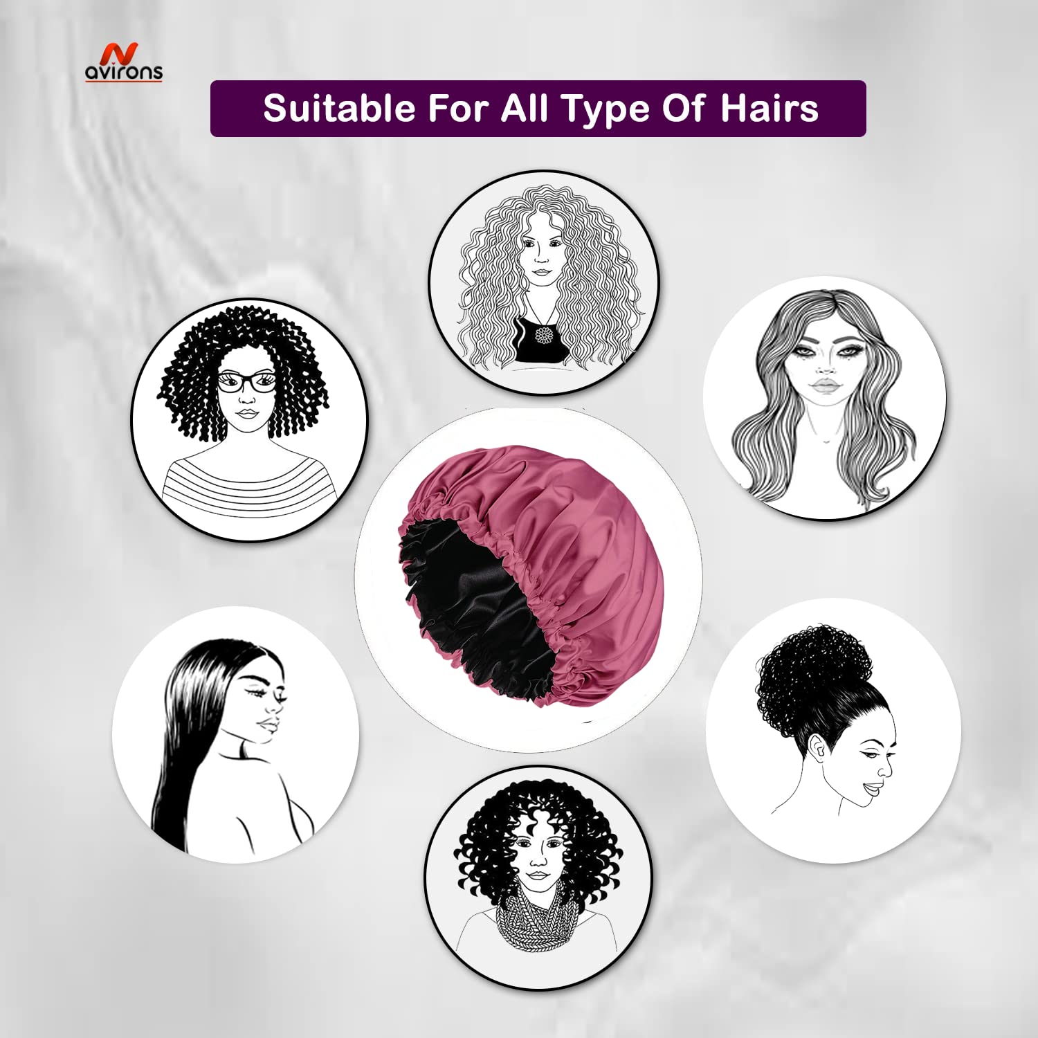 Avirons Silk Hair Bonnet with Sleep Mask | Adjustable Double Layer Satin Sleeping Cap for Women & Men | Travel-Friendly Night Hat for Hair Protection & Comfortable Sleep at Home or On-the-Go