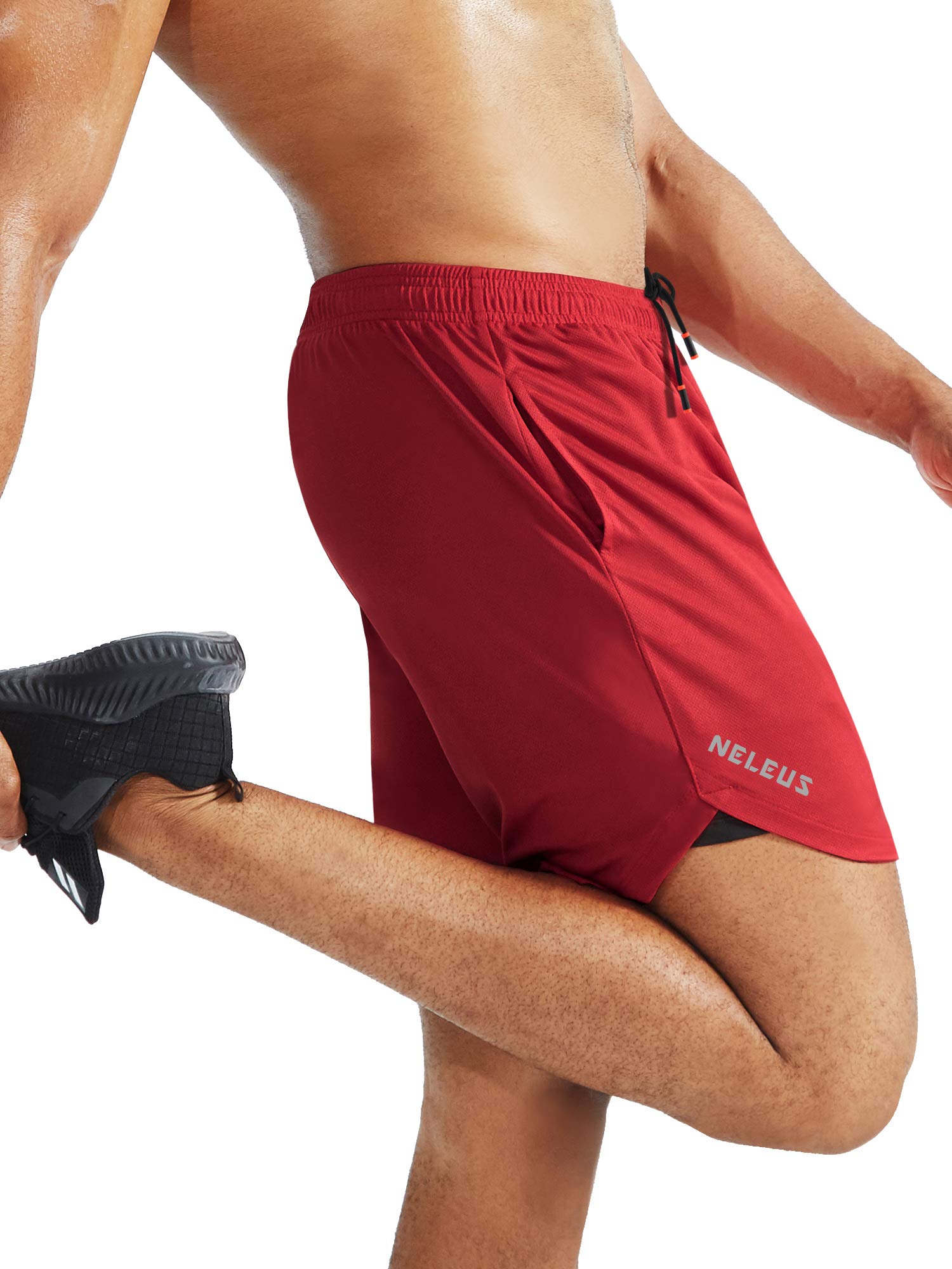 NELEUS Men's 2-in-1 Running Shorts with Built-in Liner - Quick Dry Athletic Workout Shorts with Pockets for Gym, Jogging & Outdoor Sports