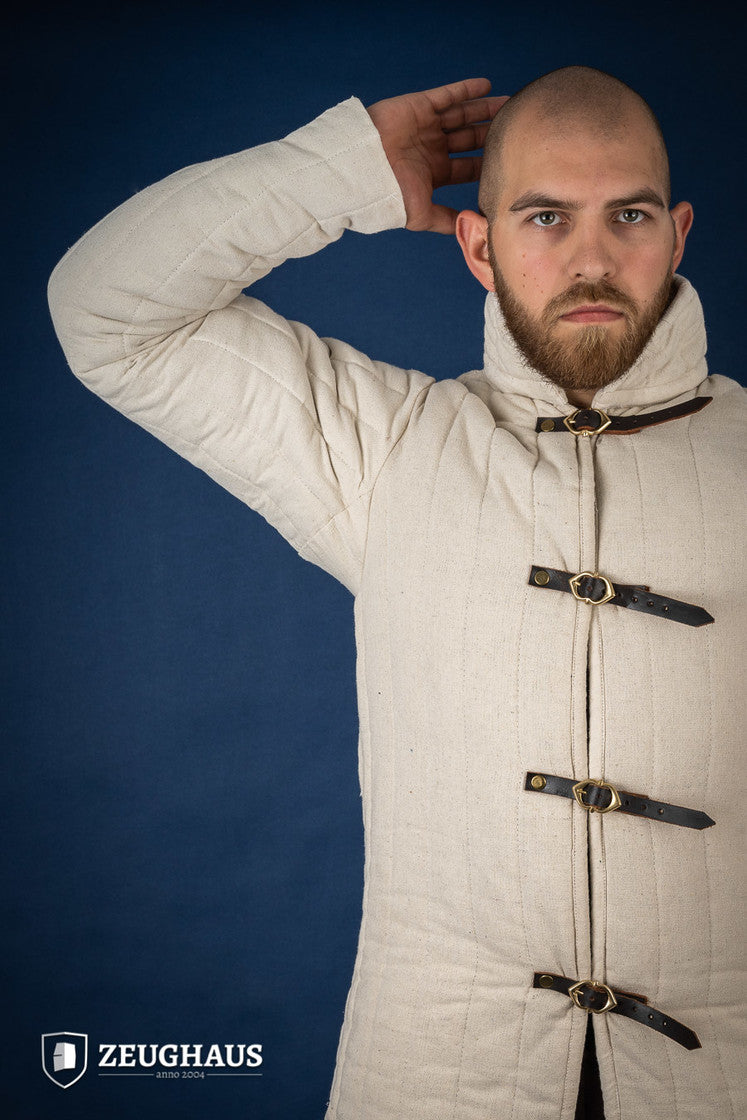 Medieval Front Buckled Gambeson Cream - Lightweight Armor for LARP, Cosplay & Renaissance Fairs | B-Stock Discount