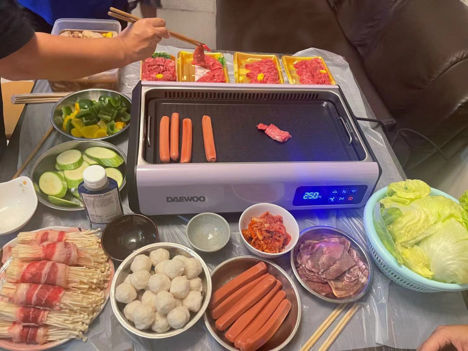 DAEWOO S19 Korean BBQ Grill - Smokeless Indoor/Outdoor Electric Grill for Home, Camping & Parties | Perfect for Korean BBQ, Grilling Meat & Vegetables
