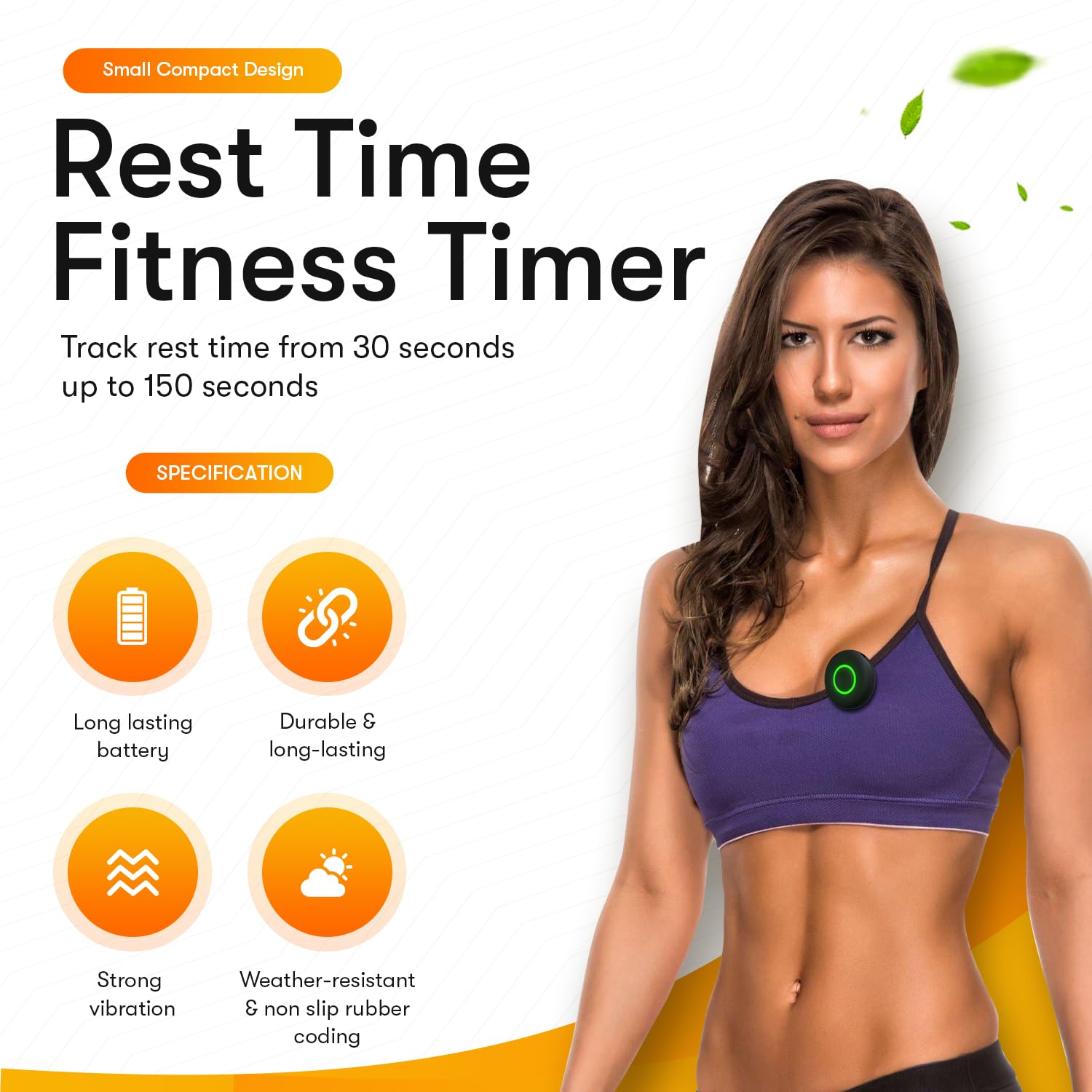 Rest Time Fitness Timer - Digital Countdown Gym Timer & Stopwatch with Vibration Alert, Compact Rechargeable Workout Timer for Boxing, HIIT, Yoga, and Gym Training