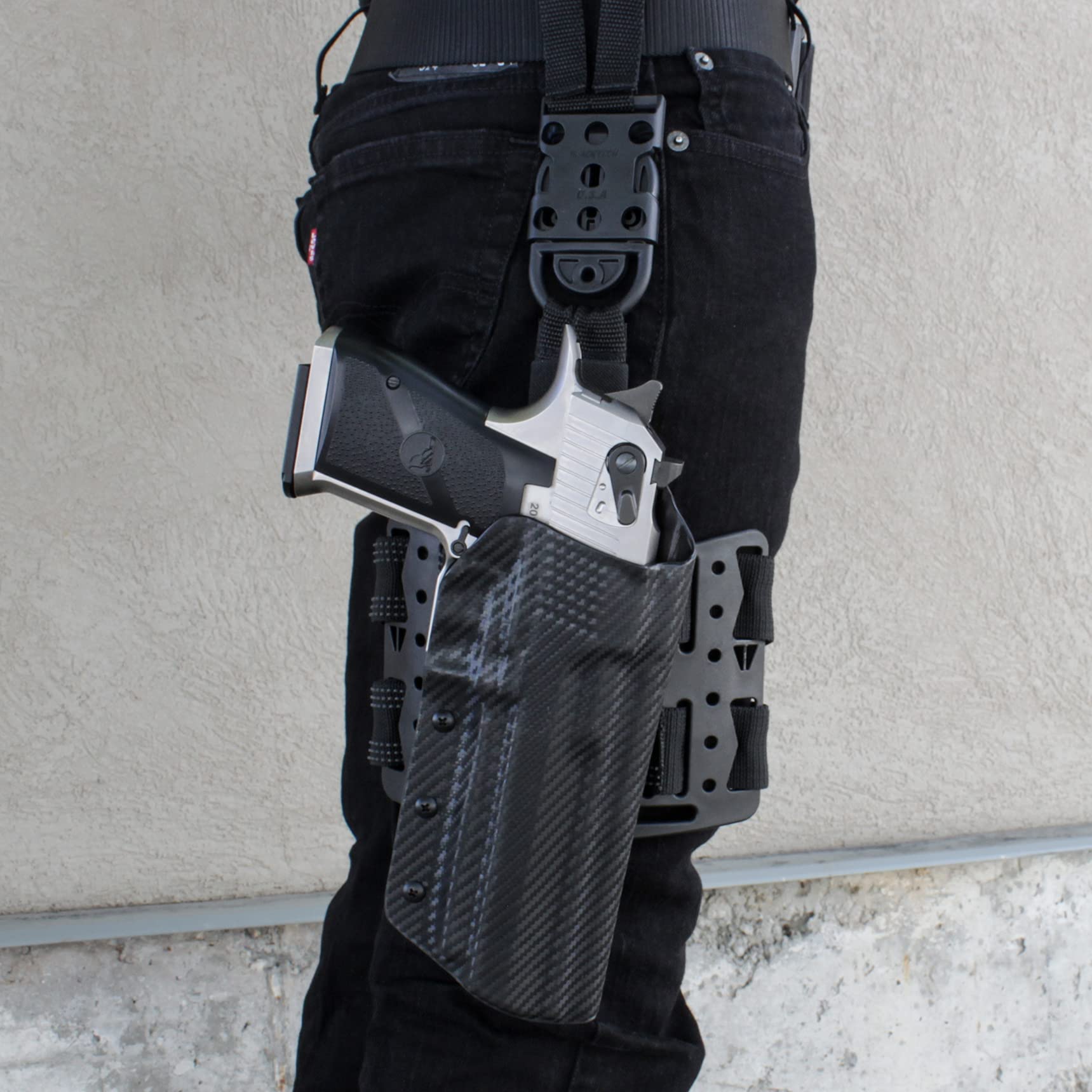 GMI Holsters: Desert Eagle Demon Thigh Rig - Kydex Carbon Fiber Holster for Desert Eagle XIX & L6 | Tactical Thigh Holster for Shooting Range, Hunting & Outdoor Adventures