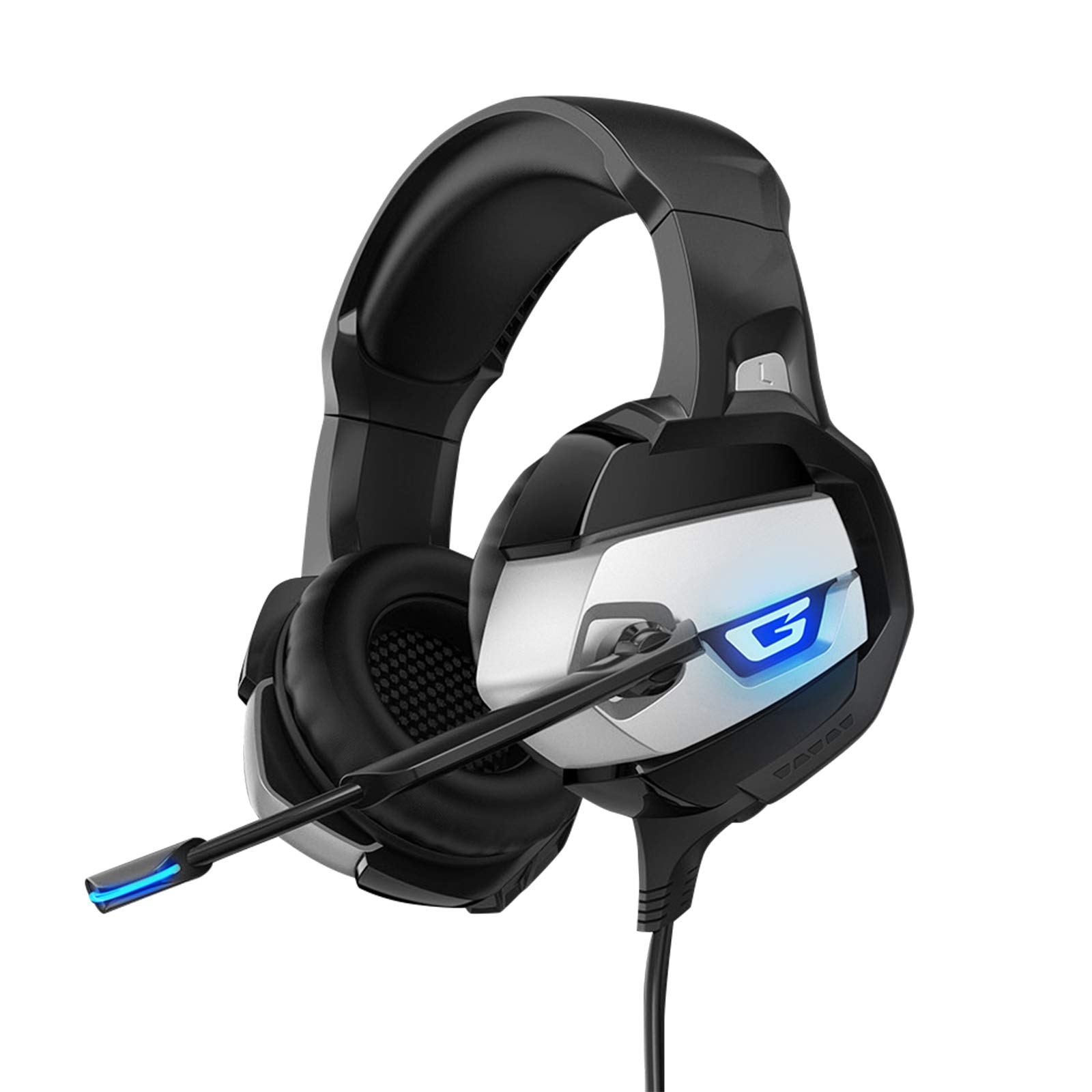 Ruiqas PC Gaming Headset with Noise Canceling Microphone - 3.5mm Wired Over-Ear Headphones for PC, PS4, Xbox, Mobile - Perfect for Competitive Gaming & Online Chat