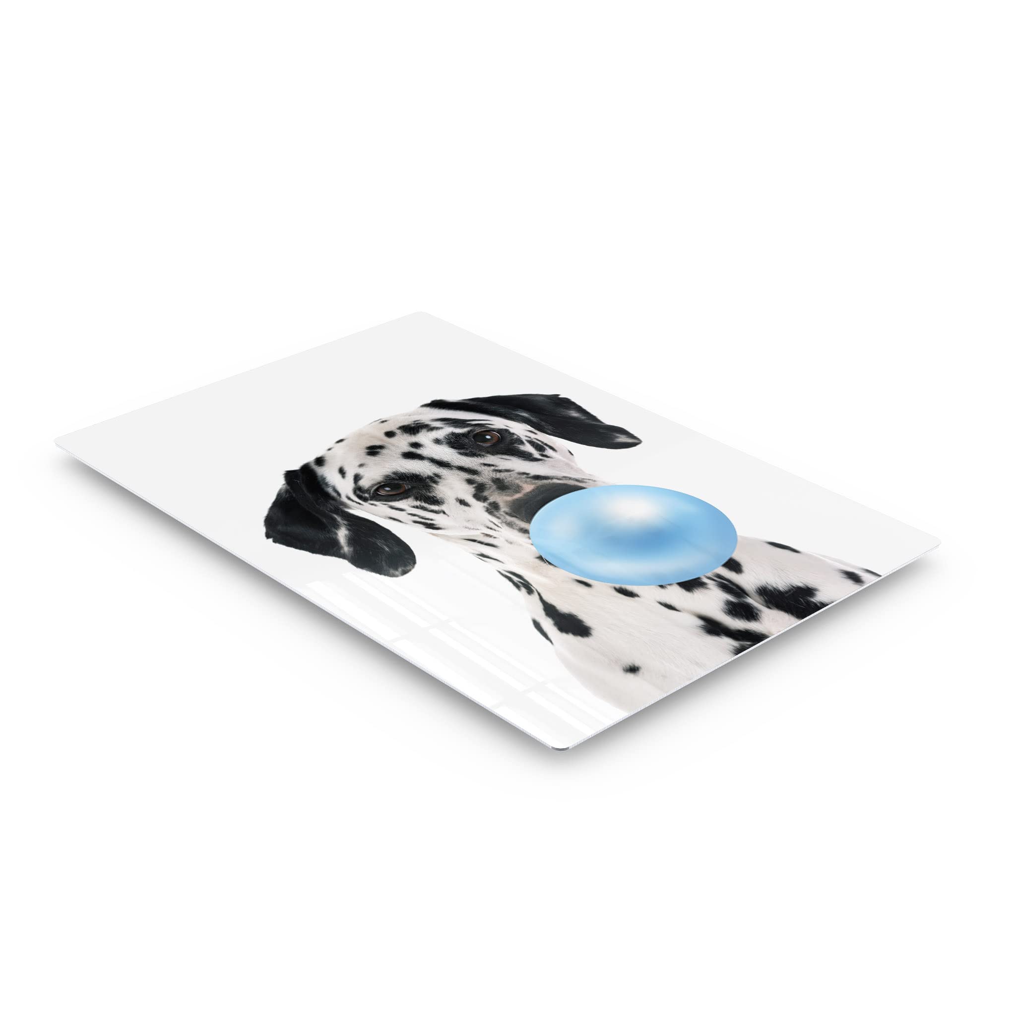 Dalmatian Dog Chewing Blue Bubble Gum Metal Wall Art Print - Pet Lover Gift, Animal Pop Art Decor for Office, Living Room, Bedroom, Nursery (12x8 Inches) - Perfect for Dog Lovers & Unique Home Decor