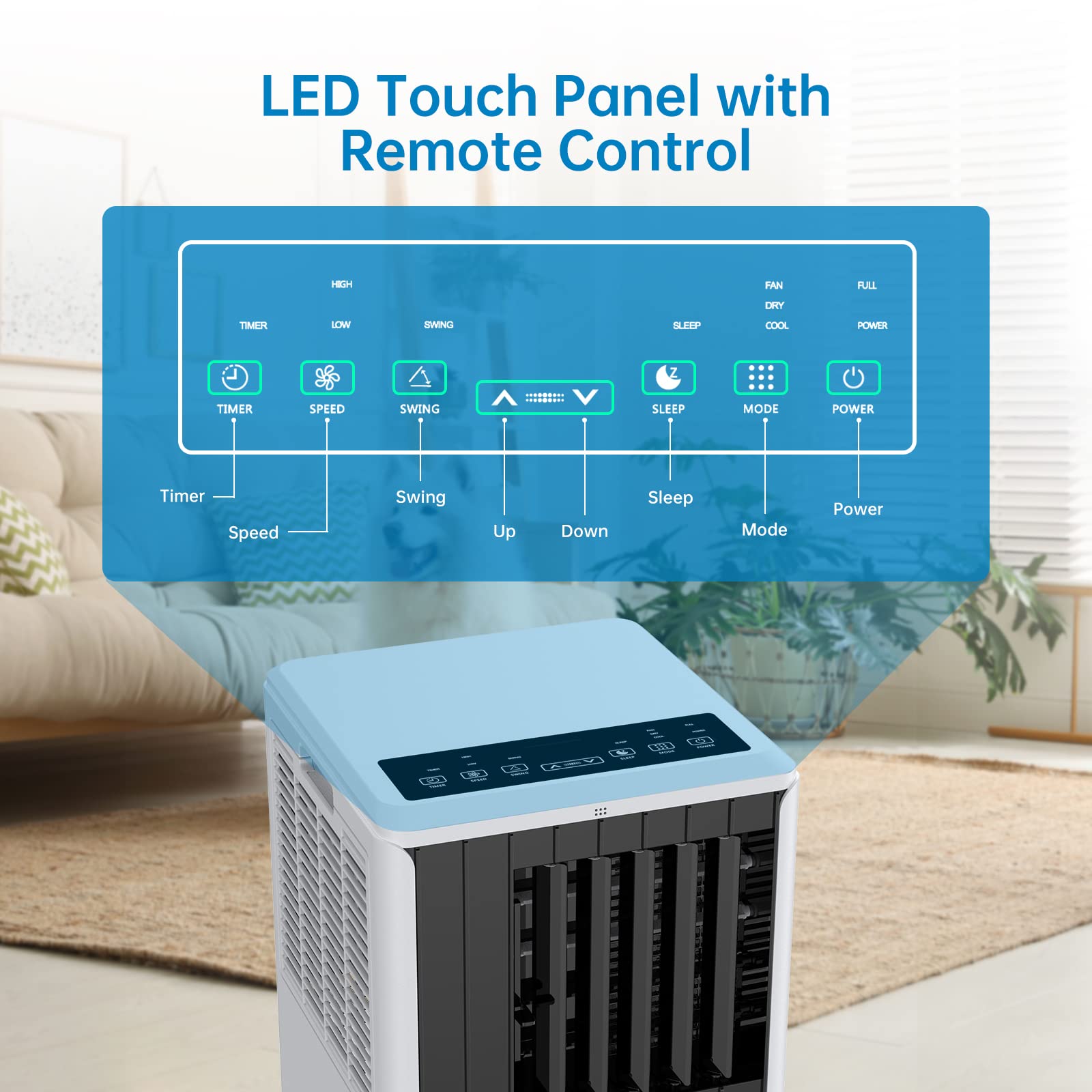8000 BTU Portable Air Conditioner - 3-in-1 Compact AC Unit with Fast Cooling, Window Mount Kit, Fan & Dehumidifier Modes (115V) - Perfect for Bedrooms, Offices & Small Spaces