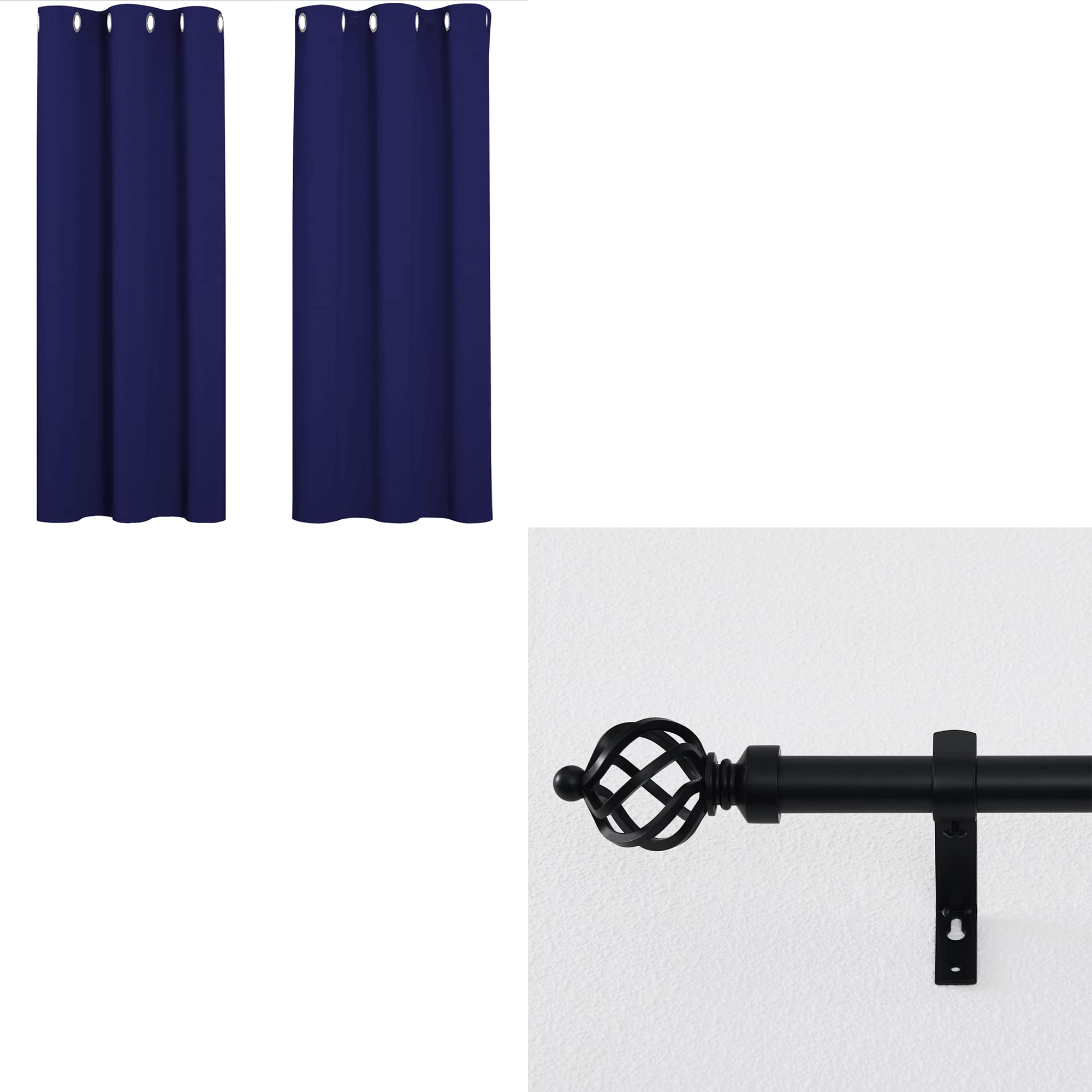 NICETOWN Blackout Curtains Set with 1-Inch Twisted Cage Curtain Rod - Thermal Insulated Room Darkening Drapes for Bedroom, Living Room & Home Theater