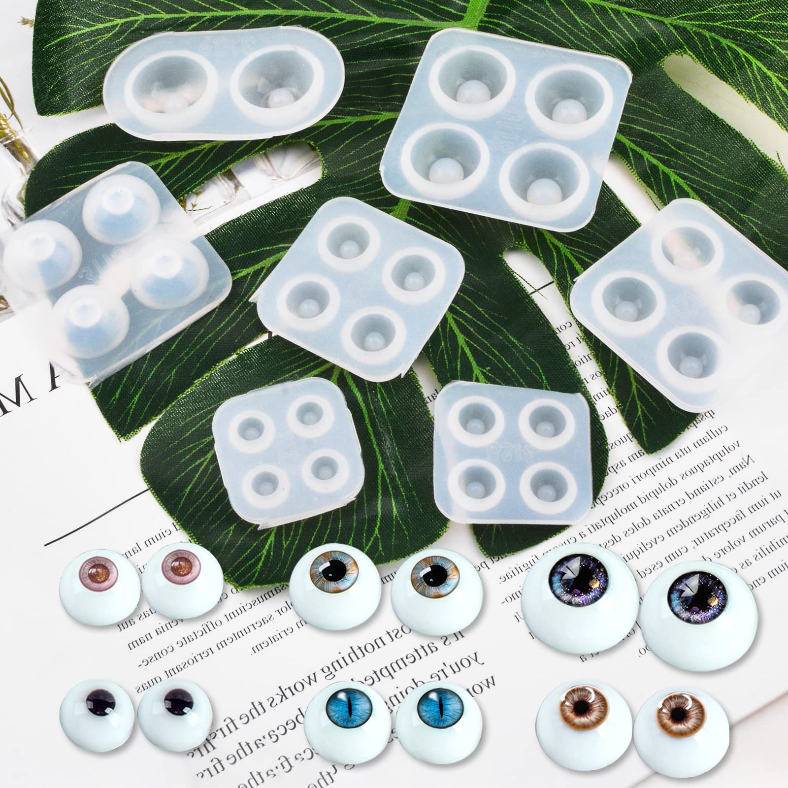WANDIC 18-Piece Silicone Eyeball Dome Molds Set - Different Sizes for DIY Craft, Resin Art & Halloween Props - Perfect for Eyeball Casting, Pupil Making & Clear Silicone Creations