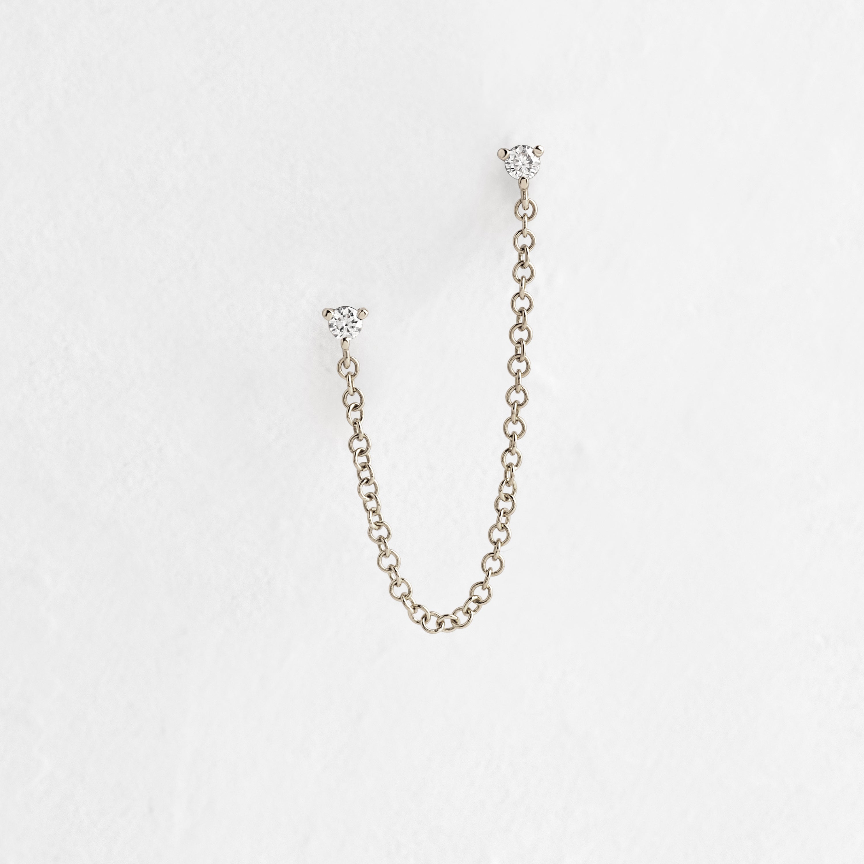 Diamond Chain Double Stud Earrings for Women - 14K Gold Plated Elegant Jewelry - Perfect for Parties, Weddings & Date Nights