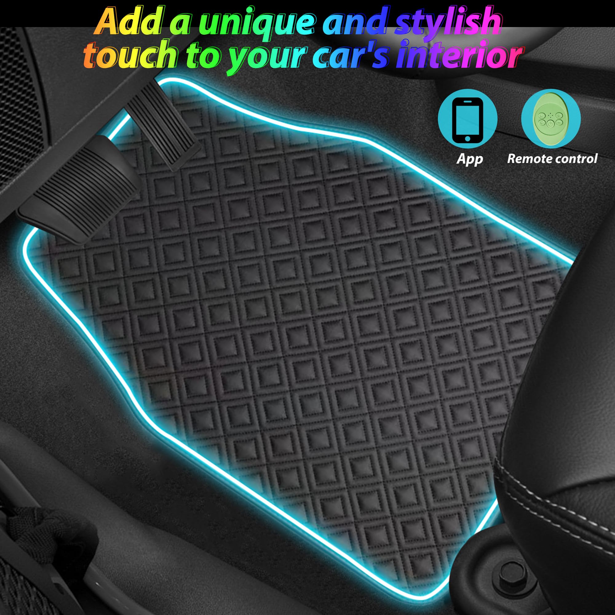 LED Car Floor Mats - Universal Fit, Waterproof & Anti-Slip for SUV/Sedan - Interior Neon Decor