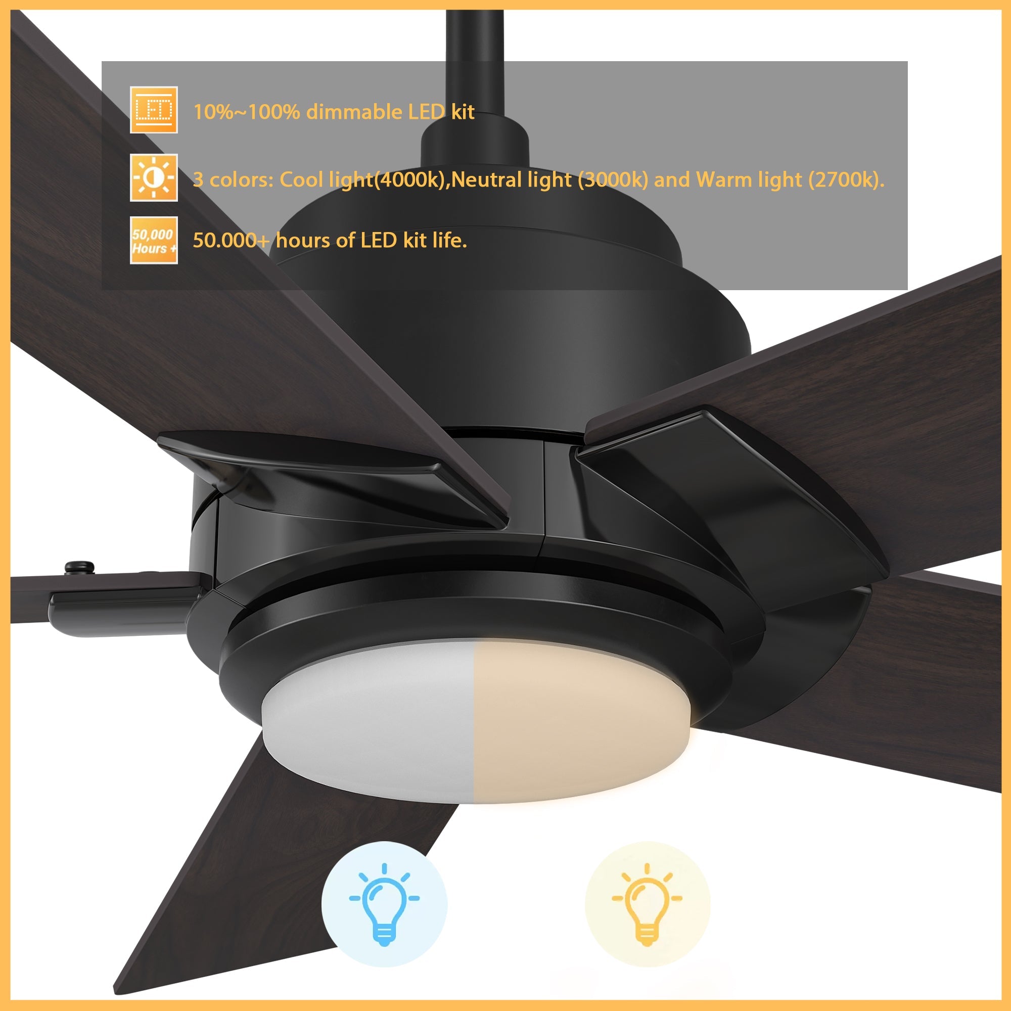 Aspen II Smart Ceiling Fan with LED Light - Remote Control, 56 Inch, Energy Efficient, Quiet Operation for Indoor & Outdoor Use - Perfect for Bedroom, Living Room, Patio, and Covered Porch