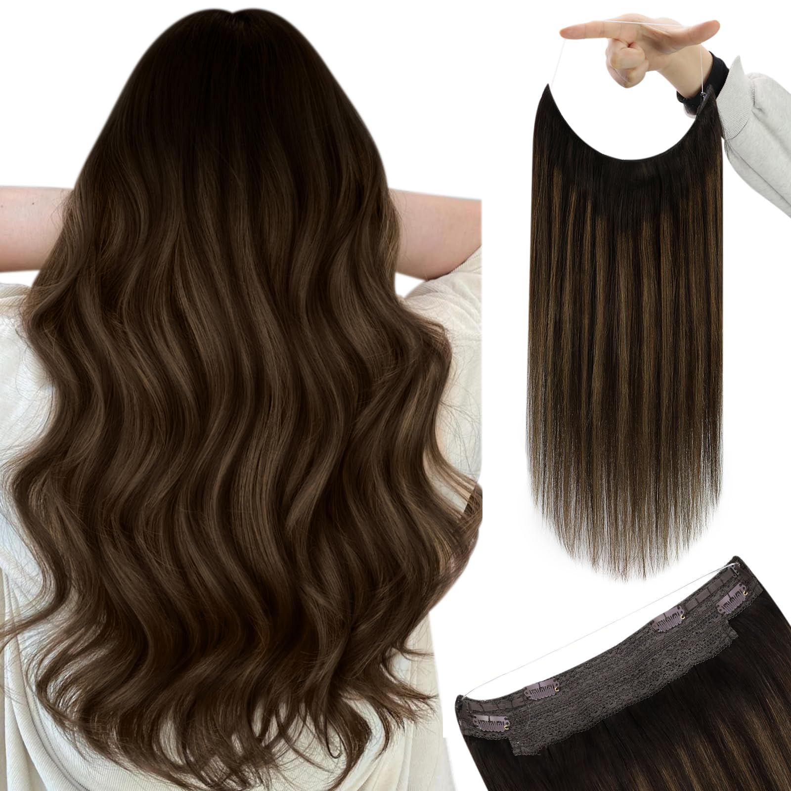 Premium 100% Human Hair Wire Hair Extensions for Women - Clip-In, Heat Resistant, Natural Look for Daily Styling & Special Occasions