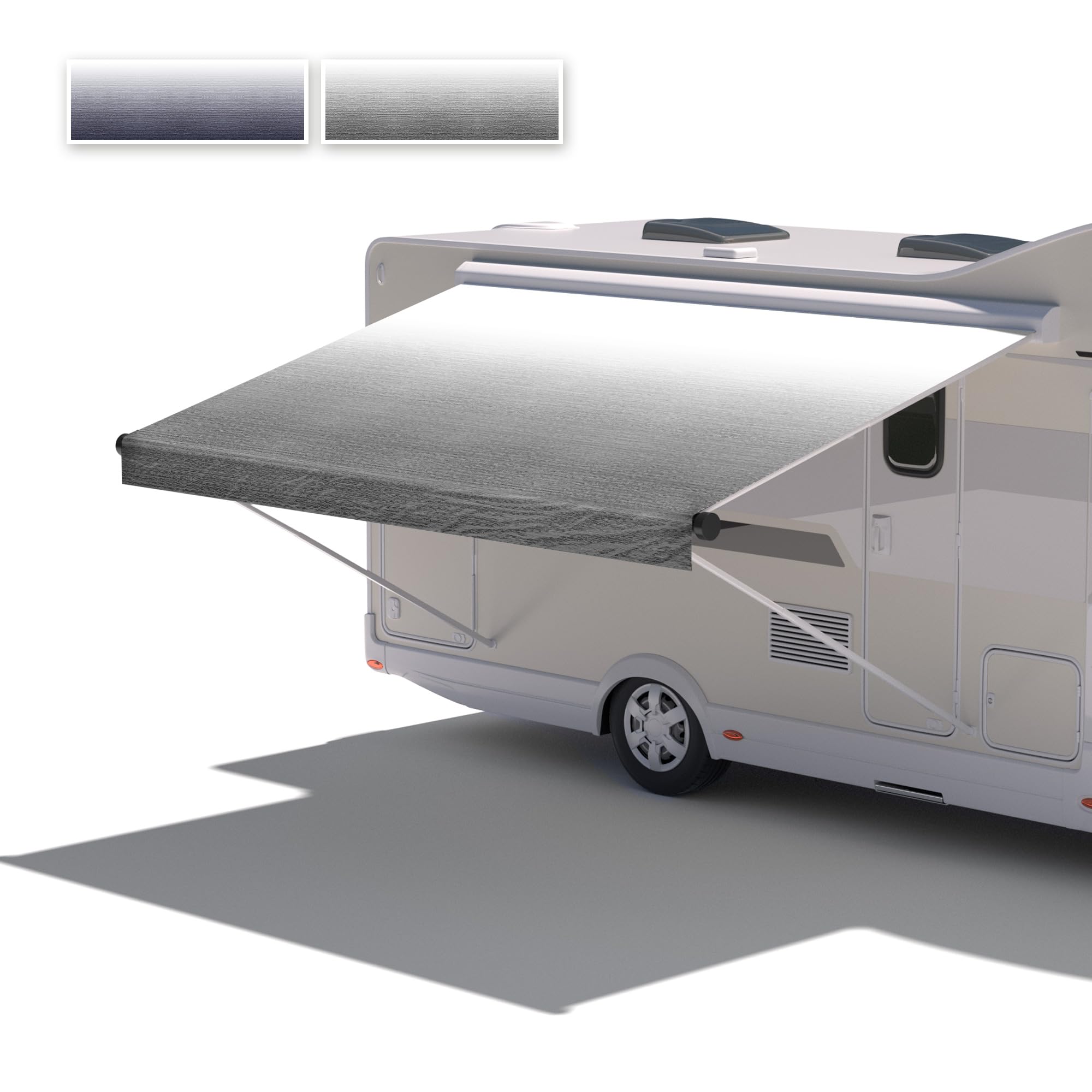 Richeer RV 15' Awning Replacement Fabric - UV Resistant & Weatherproof Universal Canopy for Camper Trailers & Motorhomes - Grey Gradient Single-Sided Print - Perfect for Outdoor Camping & RV Shelter