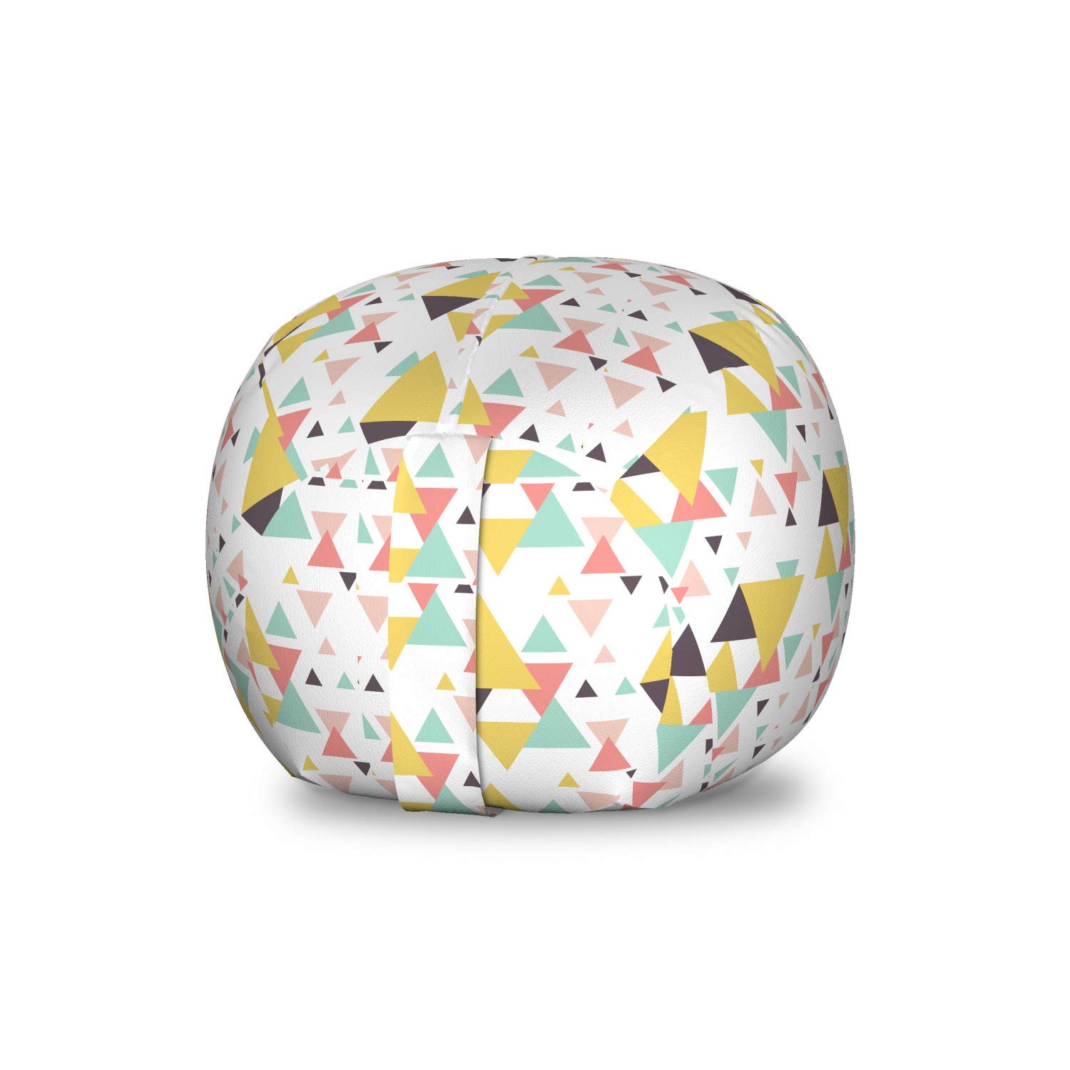 Ambesonne Triangle Storage Toy Bag Chair - Pastel Geometric Mosaic Design, Washable Stuffed Animal Organizer for Kids' Room, Nursery & Playroom - Small Multicolor Decorative Storage Solution