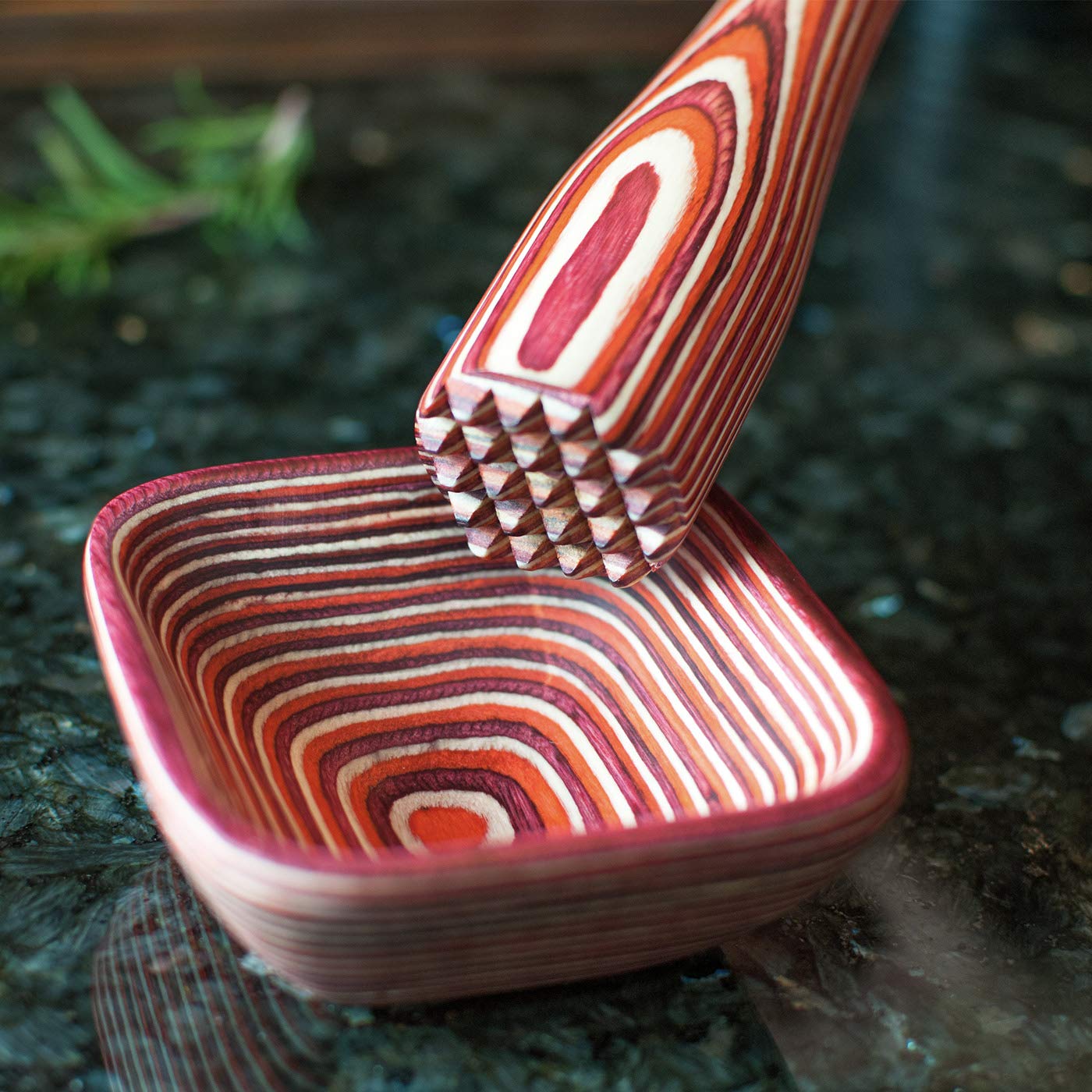 Premium Red Pakkawood Square Pinch Bowl - Handcrafted Spice & Condiment Dish - Perfect for Serving Nuts, Snacks, and Seasonings at Parties, Dining, or Kitchen Use