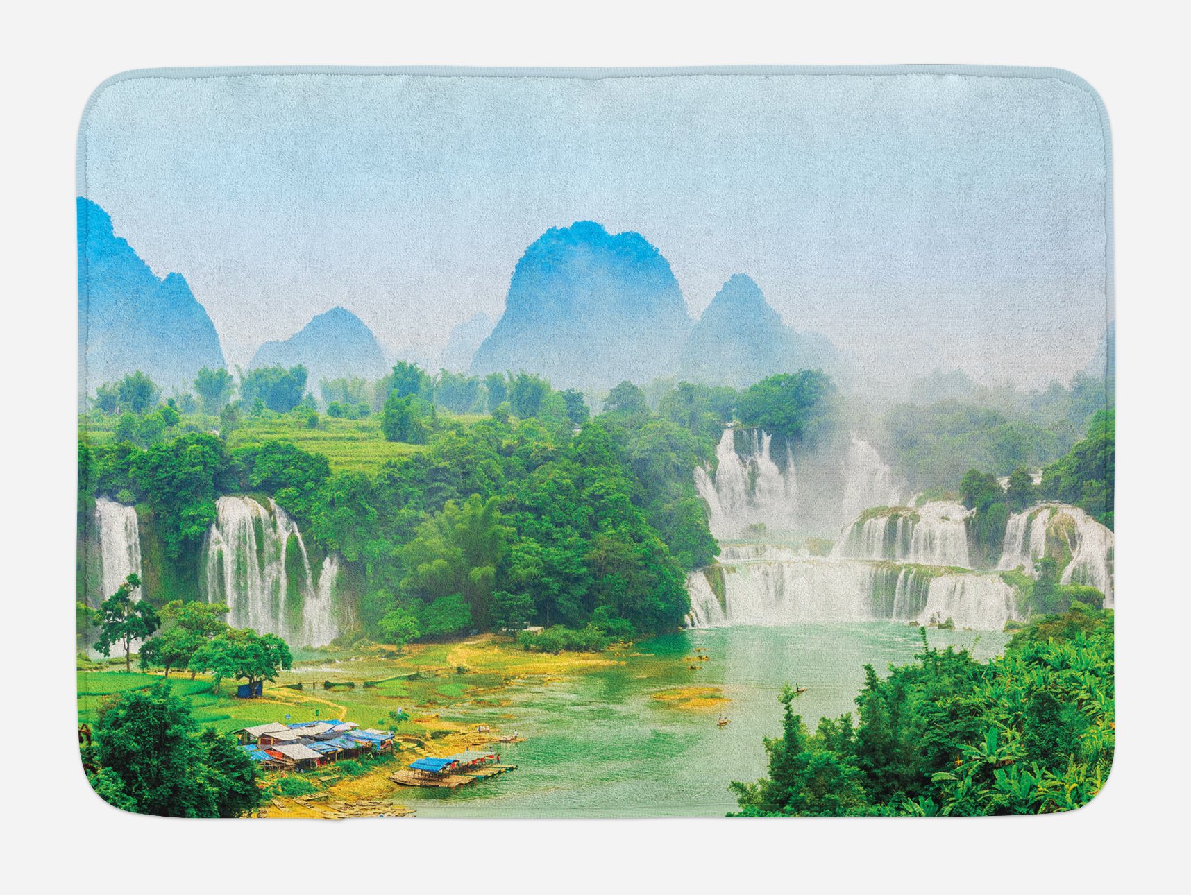 Ambesonne Plush Non-Slip Bath Mat with Waterfall & Jungle Forest Design - 30.2