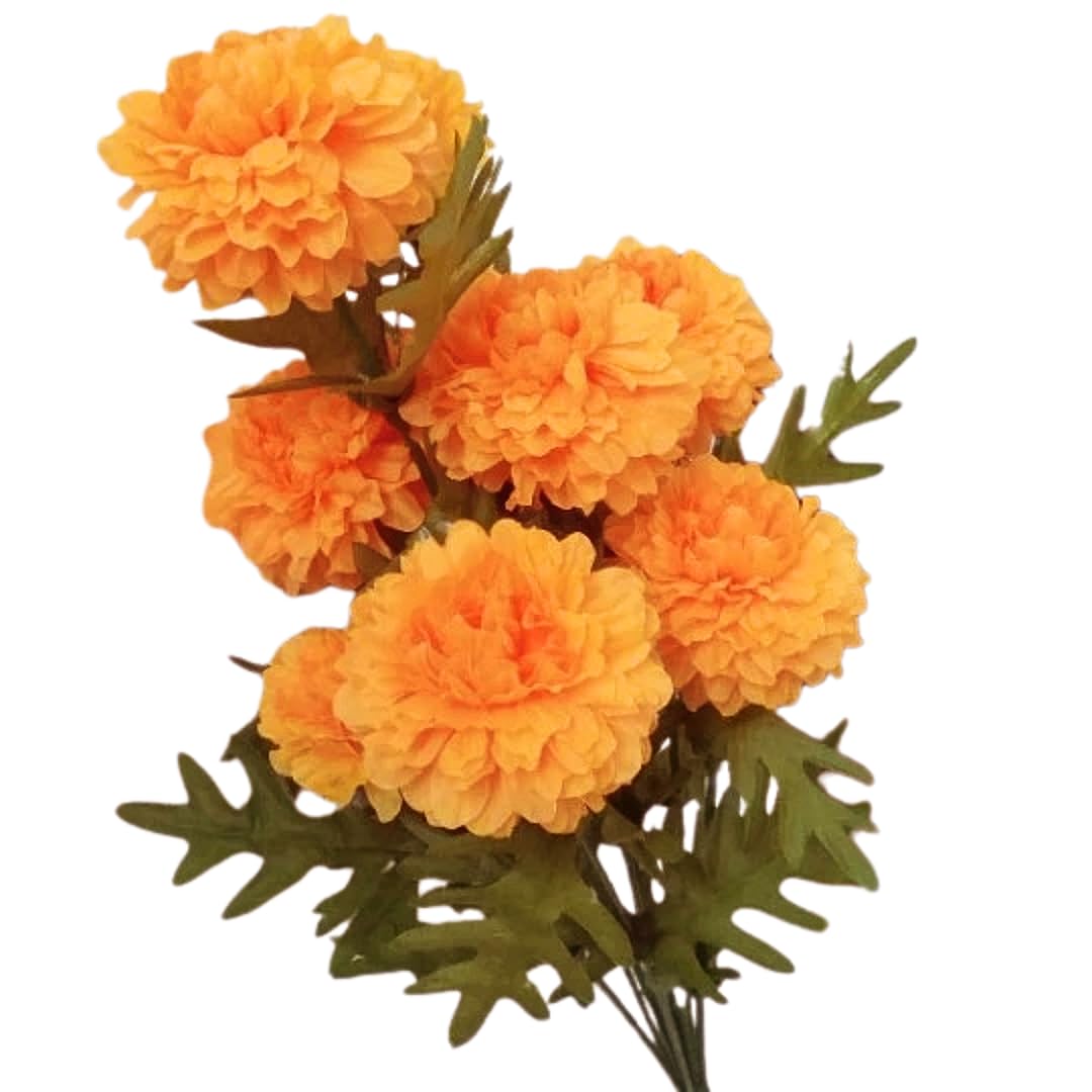 3 Pack Artificial Yellow Marigold Flowers - Realistic Fake Floral Bouquet for Home Decor, Wedding Centerpieces, Party Arrangements & DIY Crafts