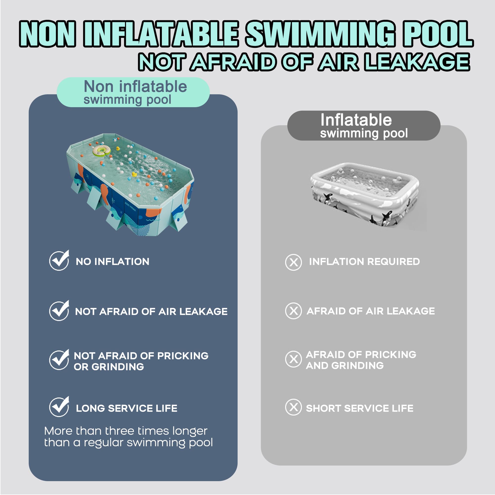 Foldable Non-Inflatable Swimming Pool for Kids & Adults - 113