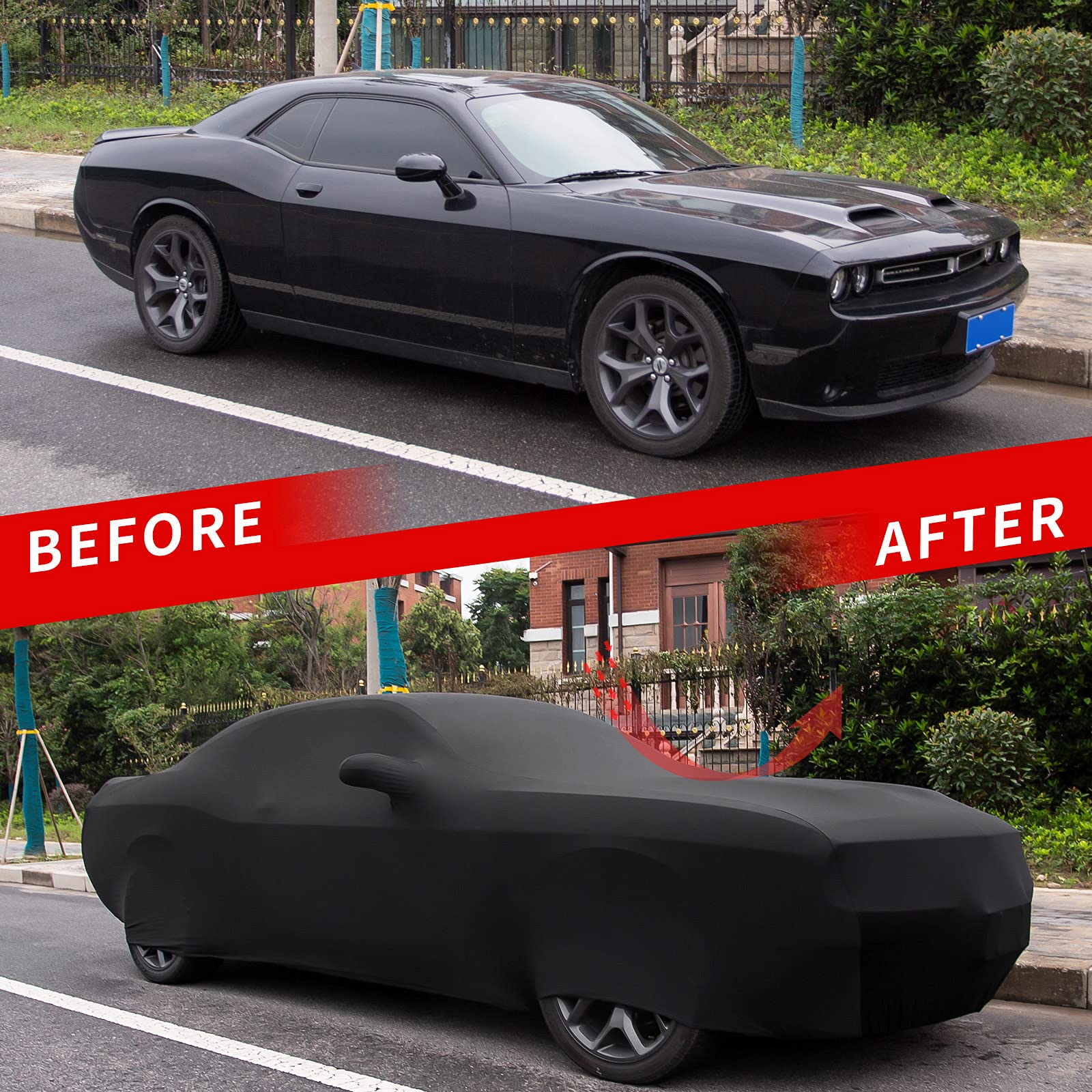 Premium Car Cover for 2008-2023 Dodge Challenger - Waterproof UV Protection Outdoor Full Vehicle Cover | All-Weather Protection for Sedan, Garage & Travel Use