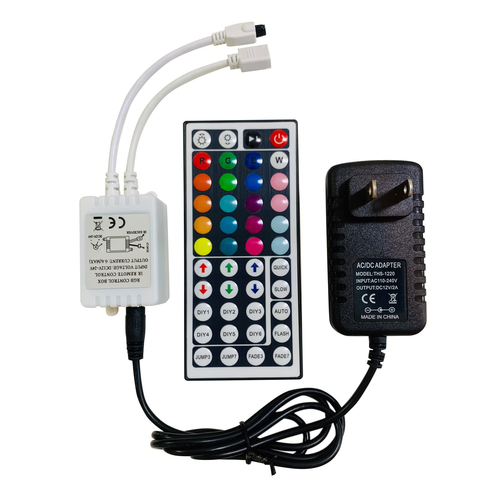 12V 2A LED Light Power Adapter with IR Remote Controller - Compatible with 5050 2835 3528 LED Strip Lights for Home Theater, Kitchen, and Bedroom Lighting