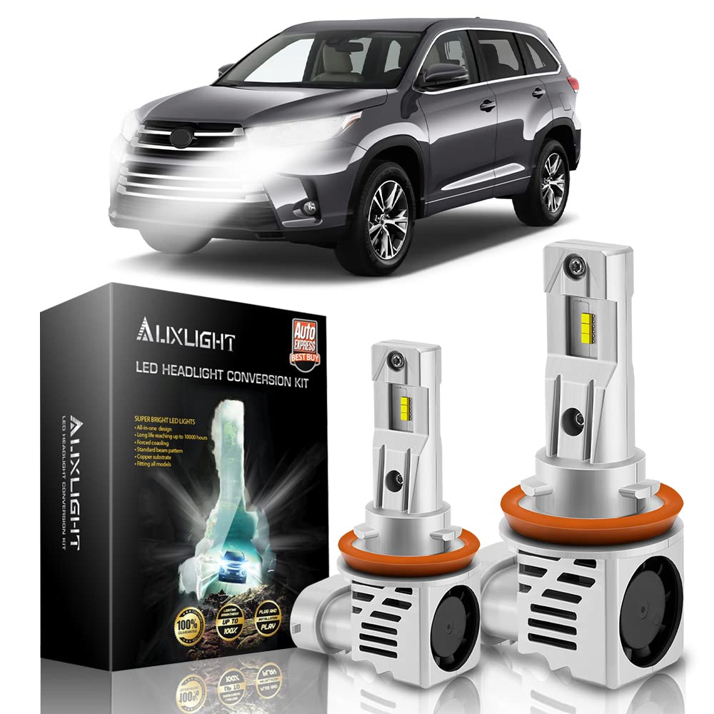 AUXLIGHT H11 H8 H9 LED Headlight Bulbs - 12000 Lumens, 6000K Cool White - Direct Replacement for 2011-2021 Toyota Highlander - Plug & Play Conversion Kit (2 Pack) - Perfect for Night Driving & Enhanced Road Visibility