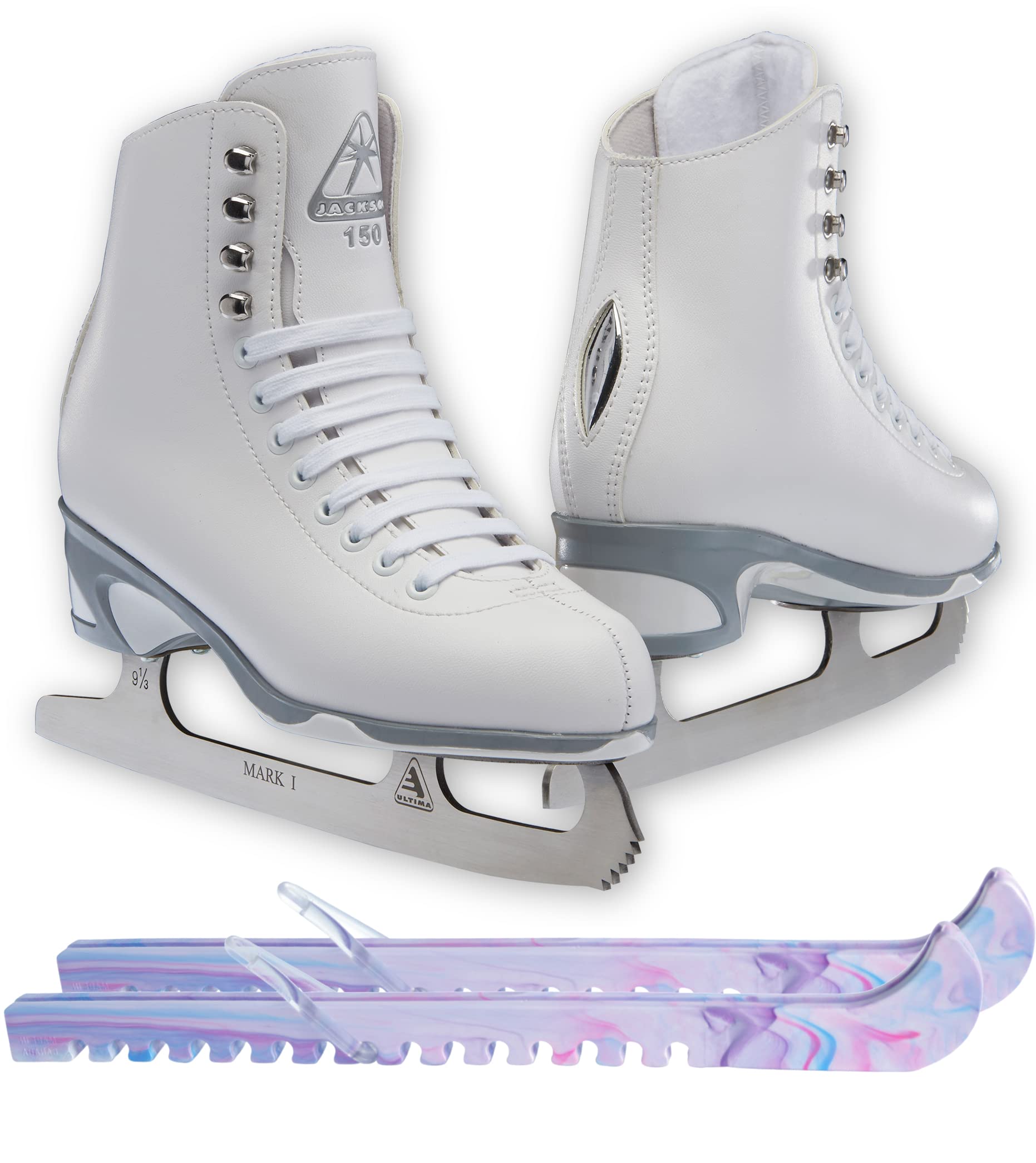 Jackson Ultima Finesse Women's White Figure Skates with Skate Guards - Premium Ice Skating Boots for Girls & Ladies - Perfect for Competitive Skating & Ice Rink Practice (2023 New Release)